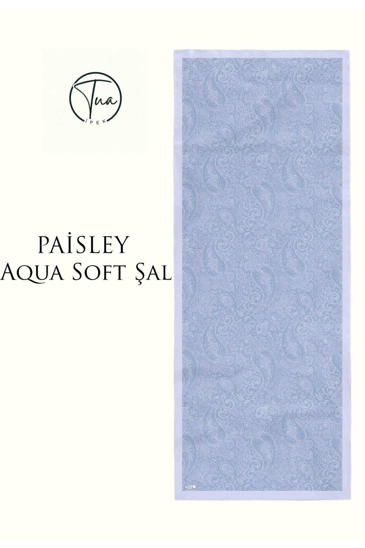 TUA İPEK PAİSLEY AQUA SOFT COTON ŞAL - ETNİK Desenli