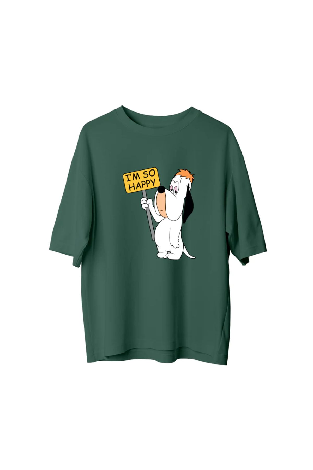 Koklonmoda Büyük Beden Unisex I'm So Happy Baskılı Oversize T-Shirt