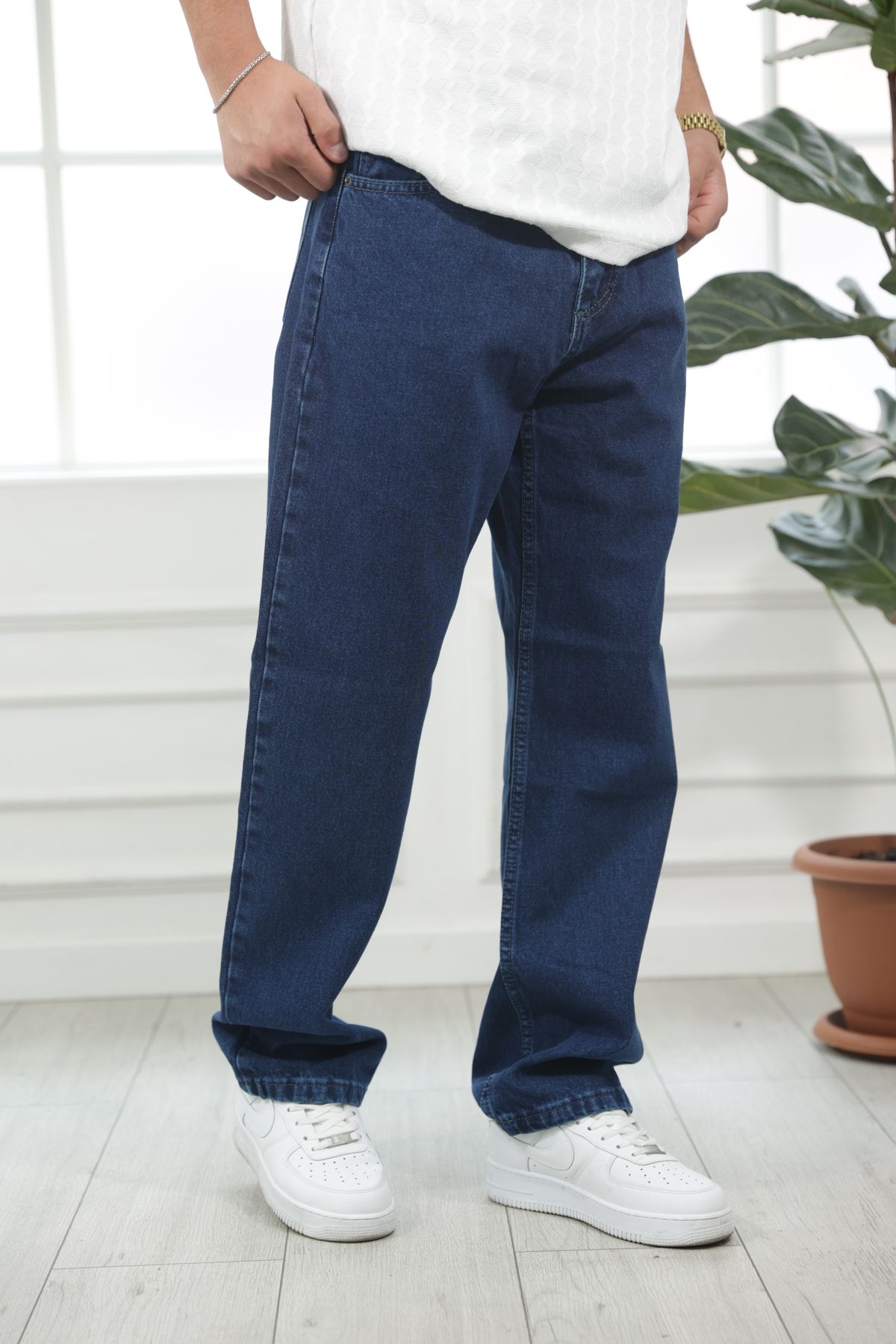 MAREARGENT Erkek Baggy Bol Kesim Kot Pantolon