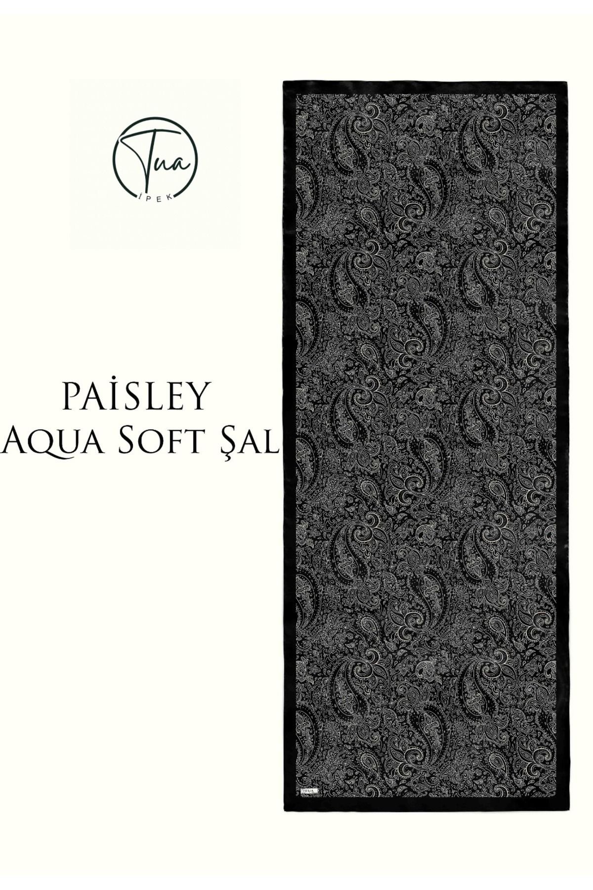 TUA İPEK PAİSLEY AQUA SOFT COTON ŞAL - ETNİK Desenli