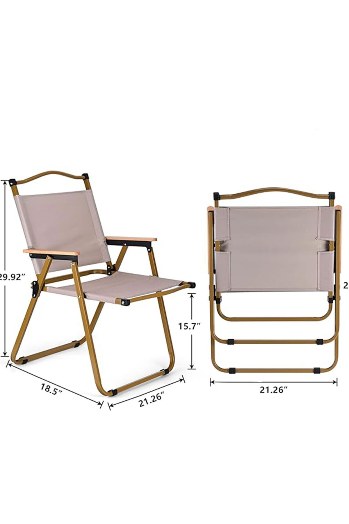 كرسي تخييم قابل للطي بإطار من الألومنيوم، للنزهات والشاطئ والحديقة، لون بيج - 78 ارتفاع × 40 ارتفاع × 52 عمق × 52 عرض سم