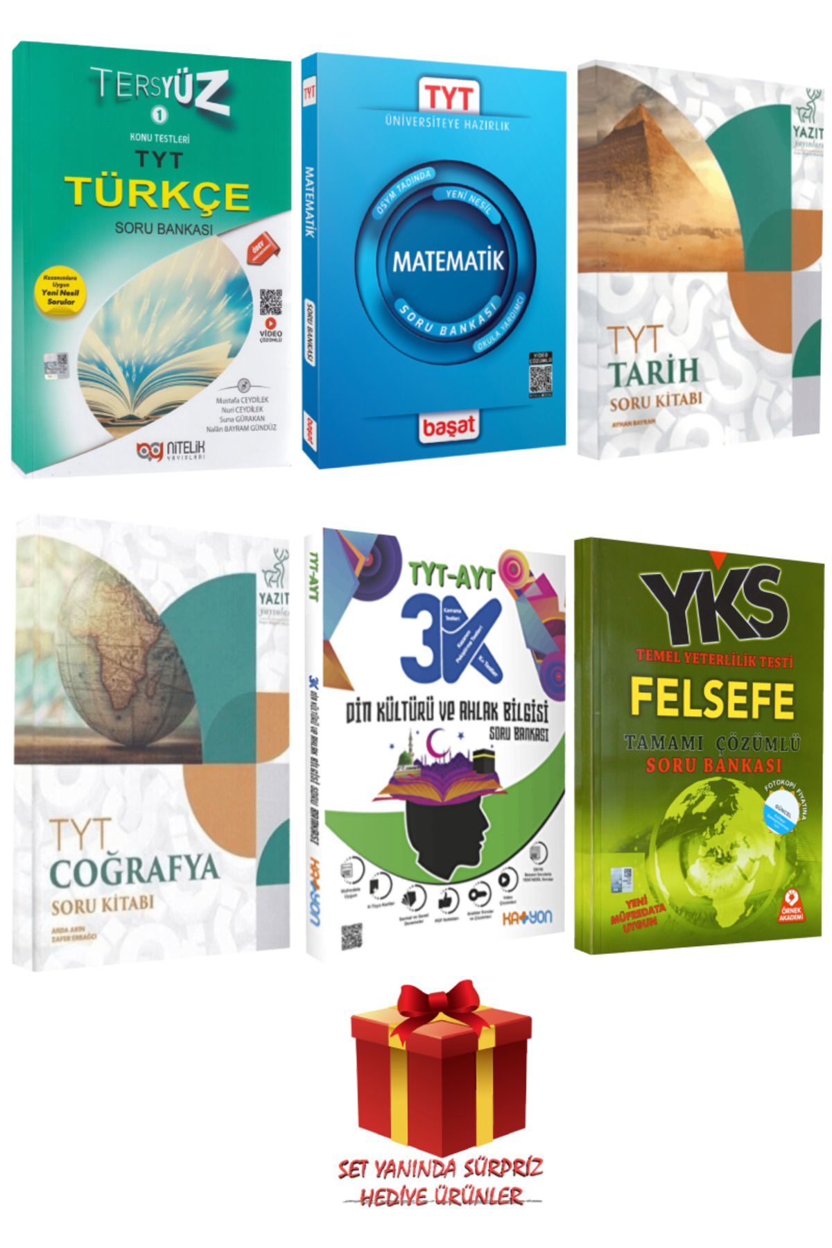 Başat Yayınları TYT Seti: Türkçe+Matematik+Tarih+Coğrafya+Din Kültürü ve Ahlak Bilgisi+Felsefe Soru Bankası+Hediye