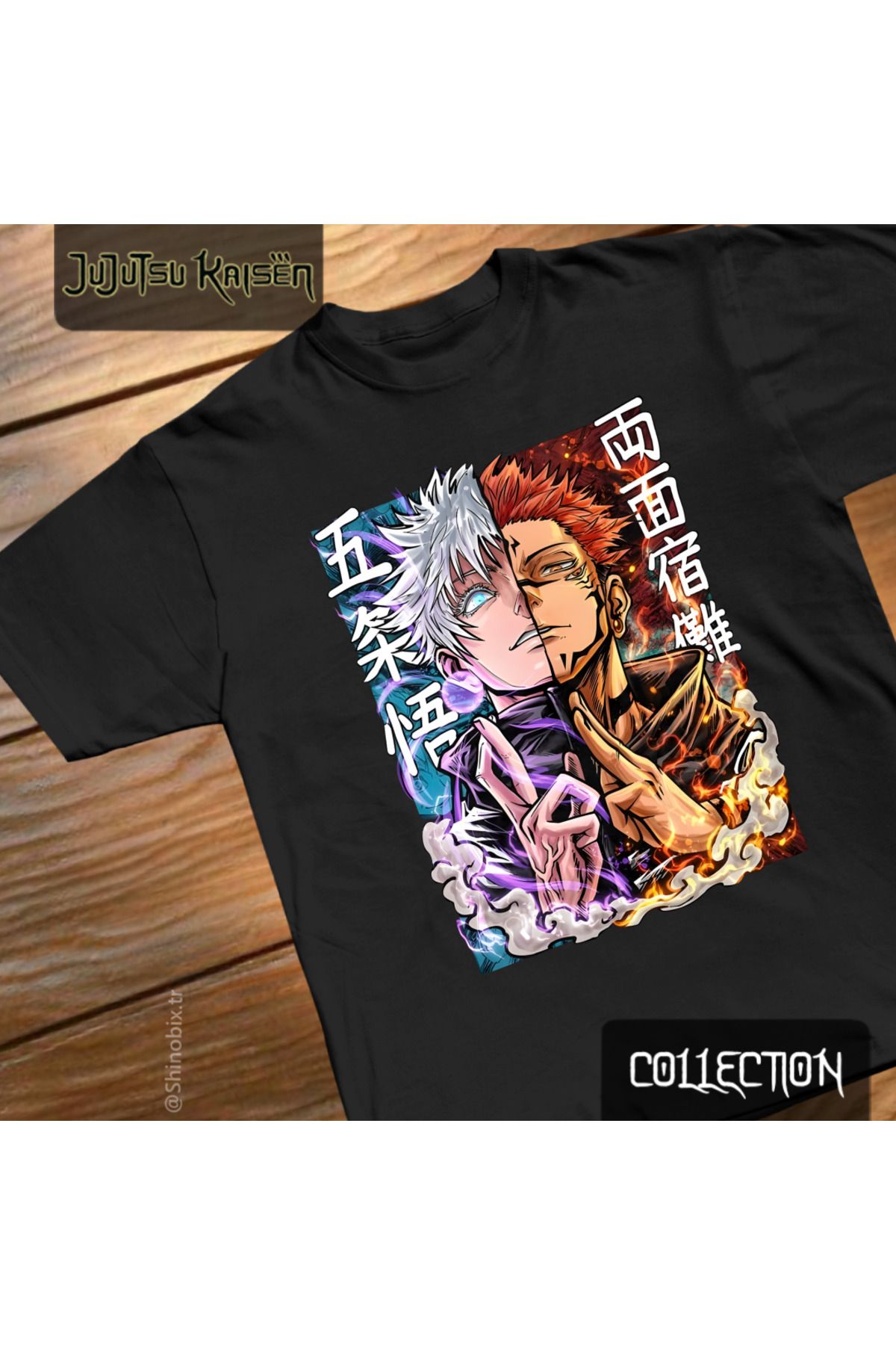 SHINOBIX Jujutsu Kaisen Anime Ryomen Sukuna X Satoru Gojo Strongest Oversize Baskılı T-Shirt