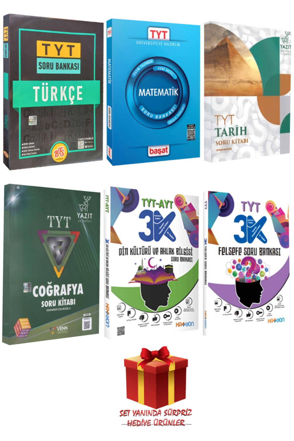 Başat Yayınları TYT Seti: Türkçe+Matematik+Tarih+Coğrafya+Din Kültürü ve Ahlak Bilgisi+Felsefe Soru Bankası+Hediye