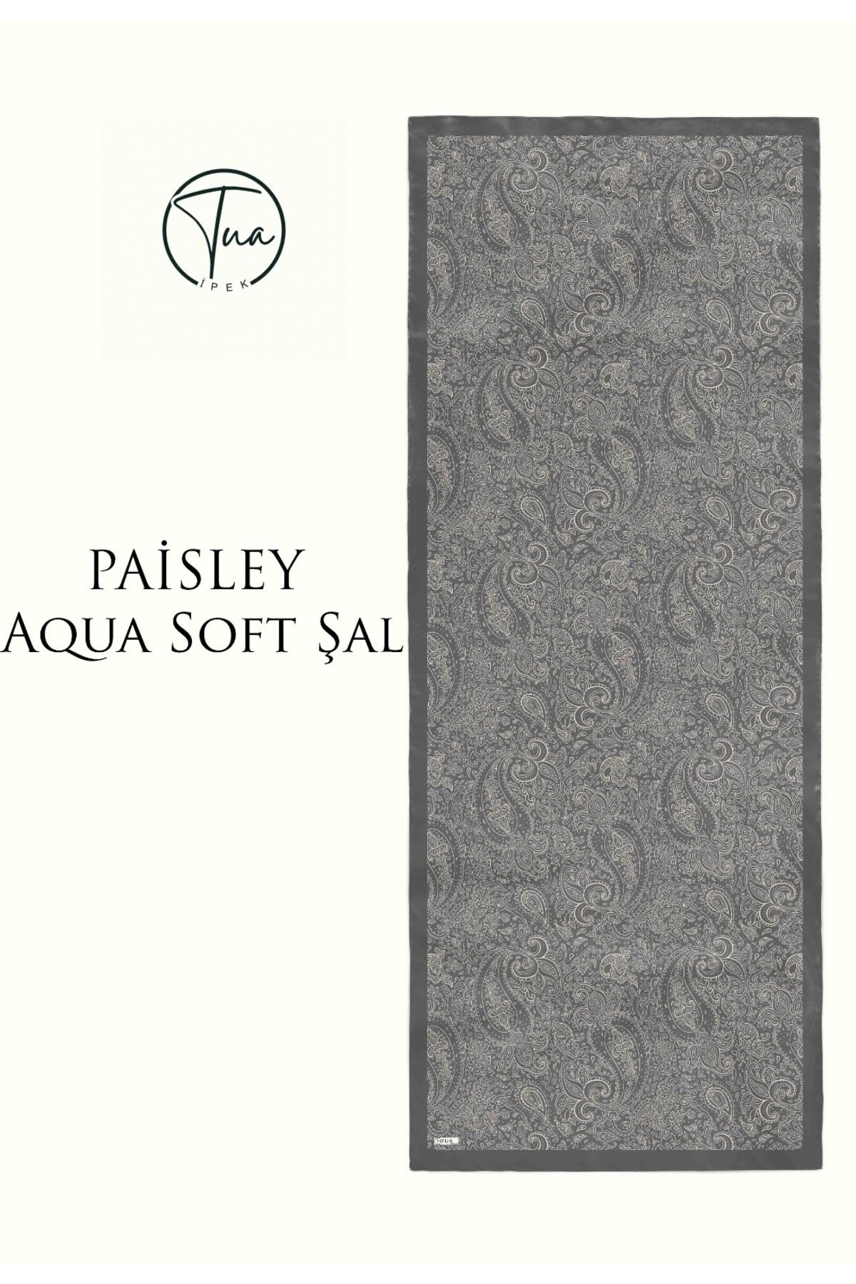 TUA İPEK PAİSLEY AQUA SOFT COTON ŞAL - ETNİK Desenli