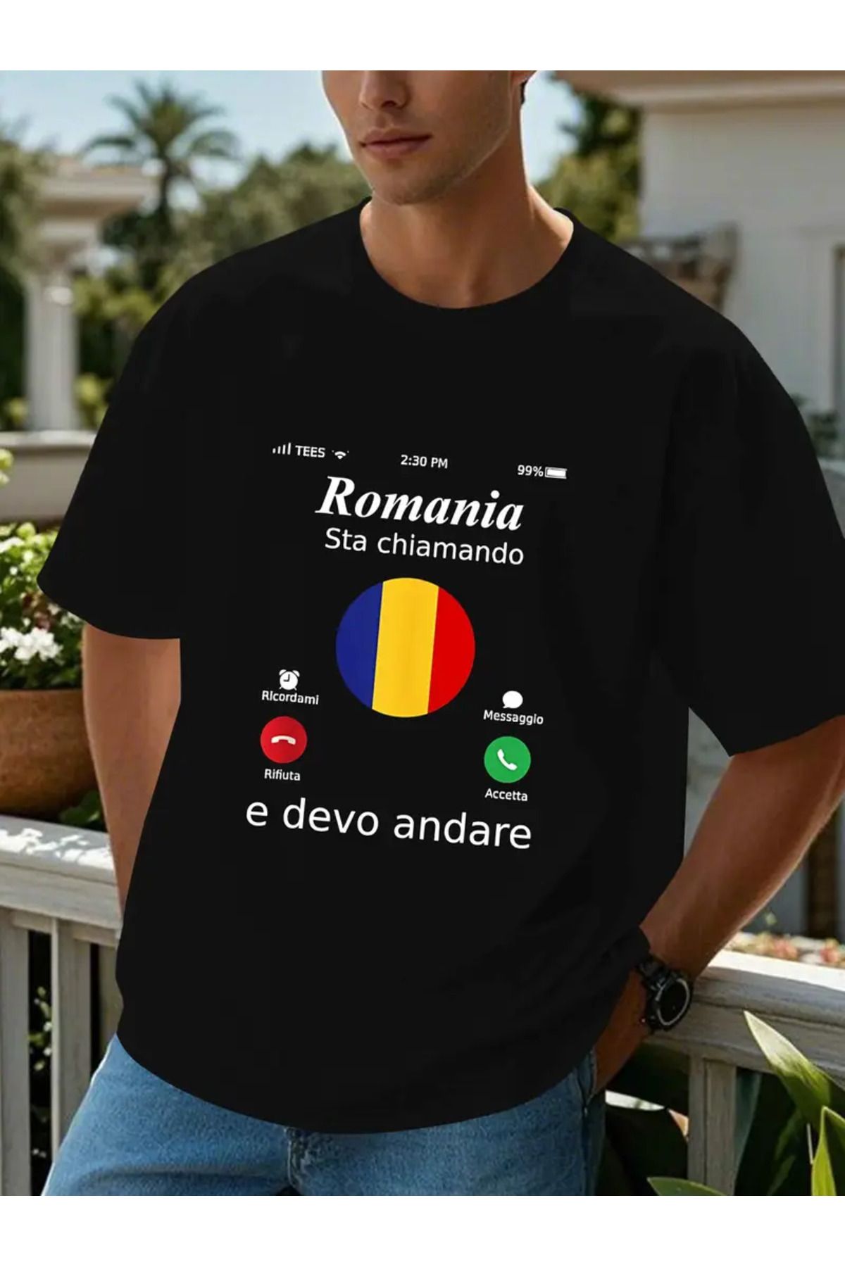 CLASİVA Unisex Romania Baskılı %100 Pamuk Oversize T-shirt