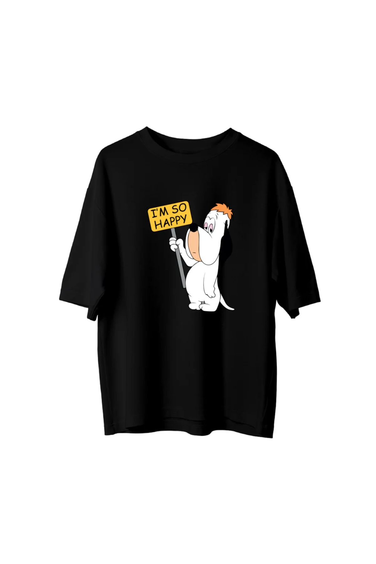 Koklonmoda Büyük Beden Unisex I'm So Happy Baskılı Oversize T-Shirt