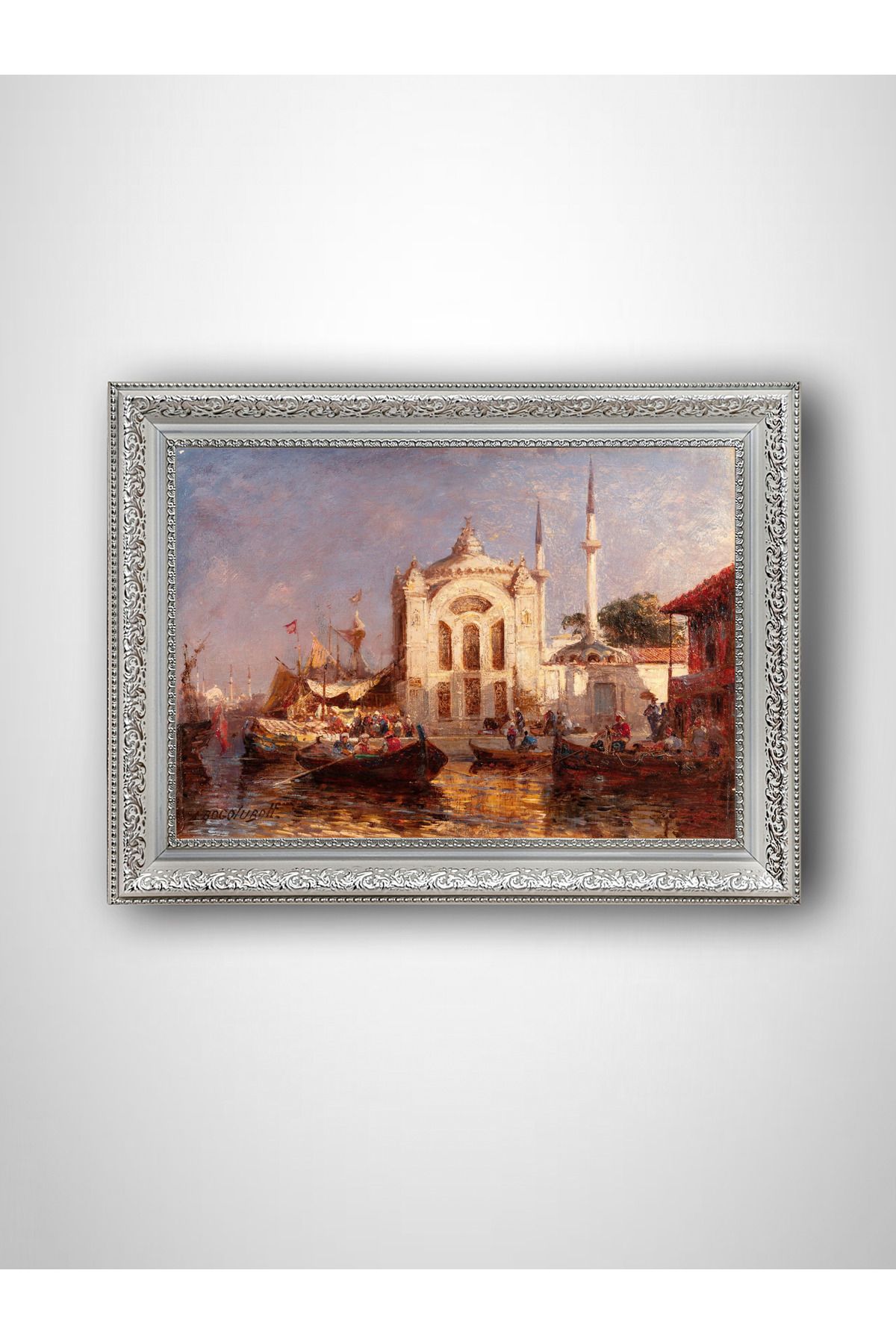 WoodyArts Dolmabahçe Cami 1850 - Beyaz Vintage Çerçeve
