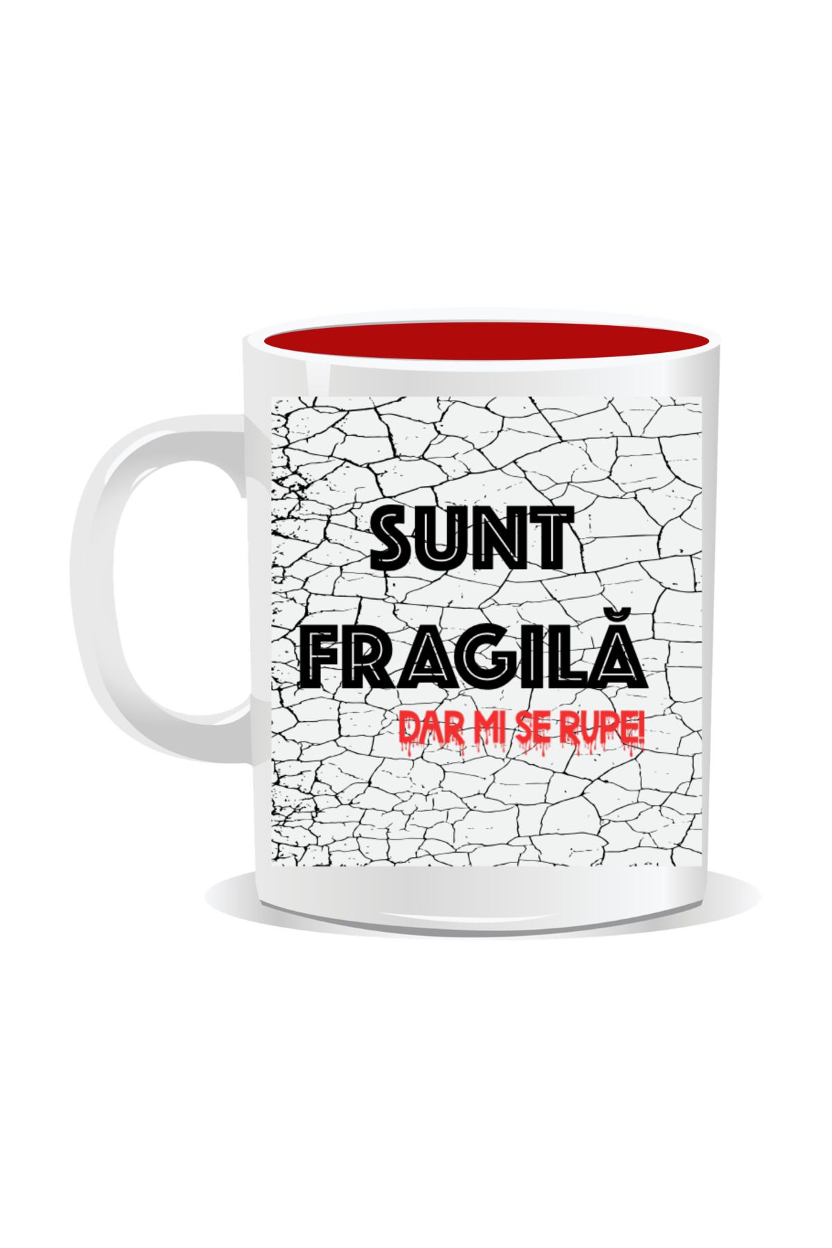OEM-Personalized mug with funny message, I'm fragile but I break - Red interior 2