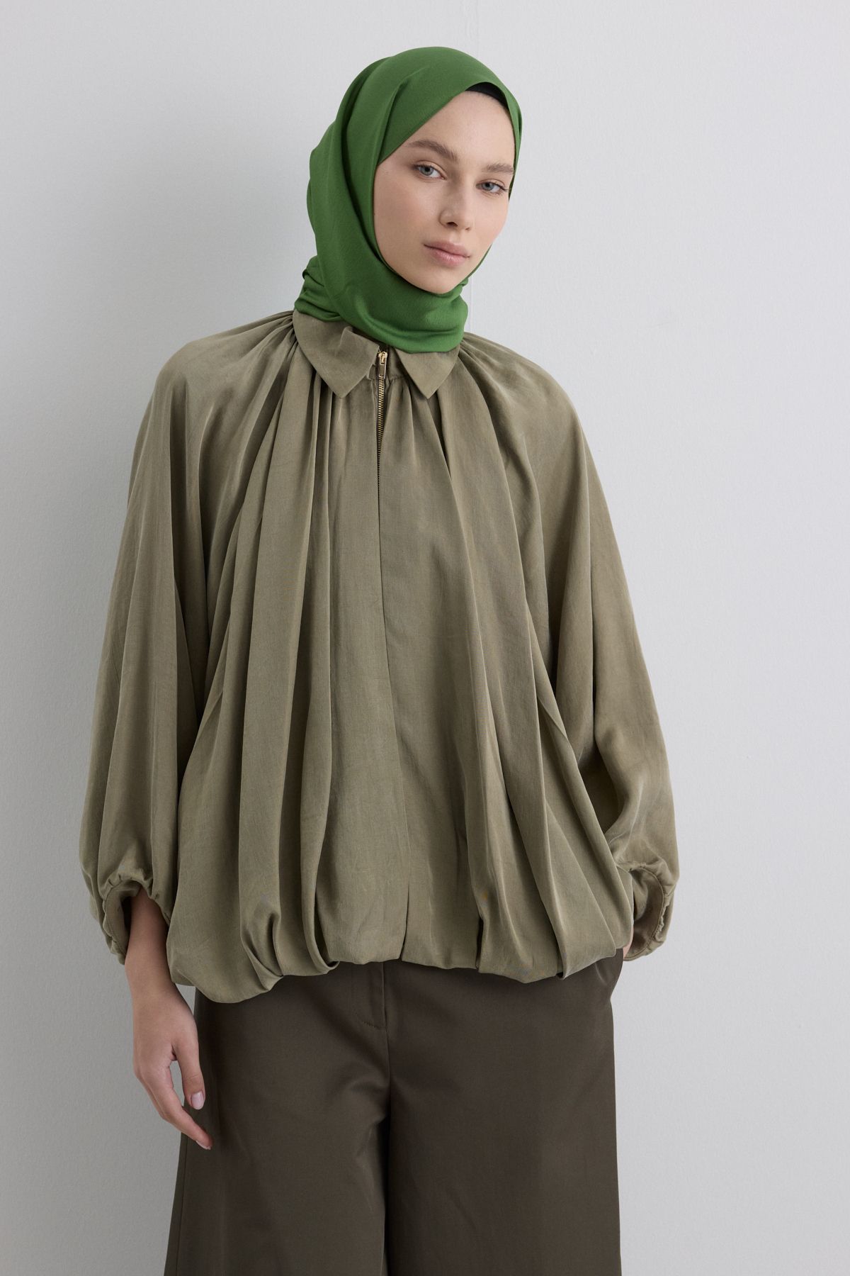 FENZA SCARF Paris İpeği Şal - Çim Yeşili