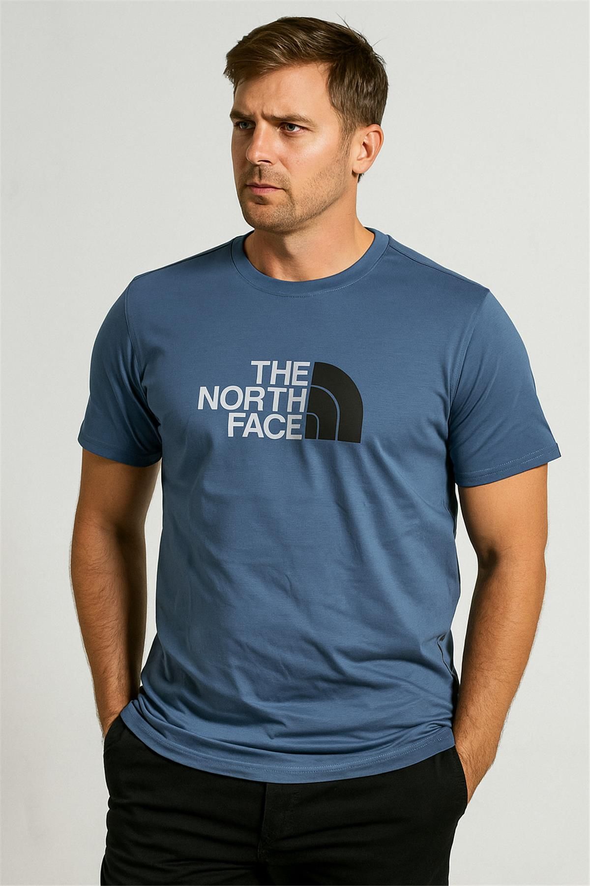 Trend07 TREND KAPINDA THENORTHFACE BİSİKLET YAKA TSHİRT MAVİ