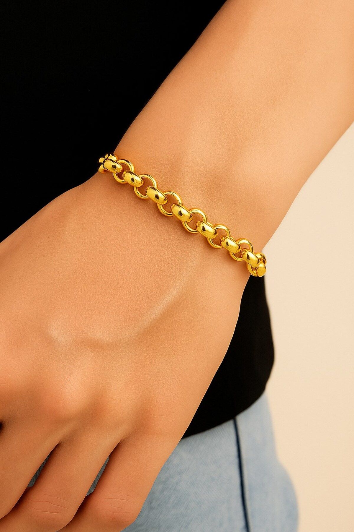 X-Lady Accessories Altın Renk Doc Zincir Unisex Çelik Bileklik - 3346