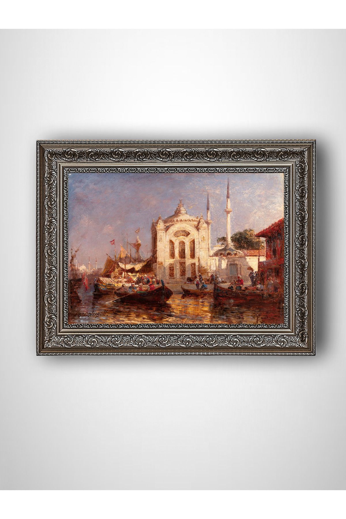 WoodyArts Dolmabahçe Cami 1850 - Gri Vintage Çerçeve