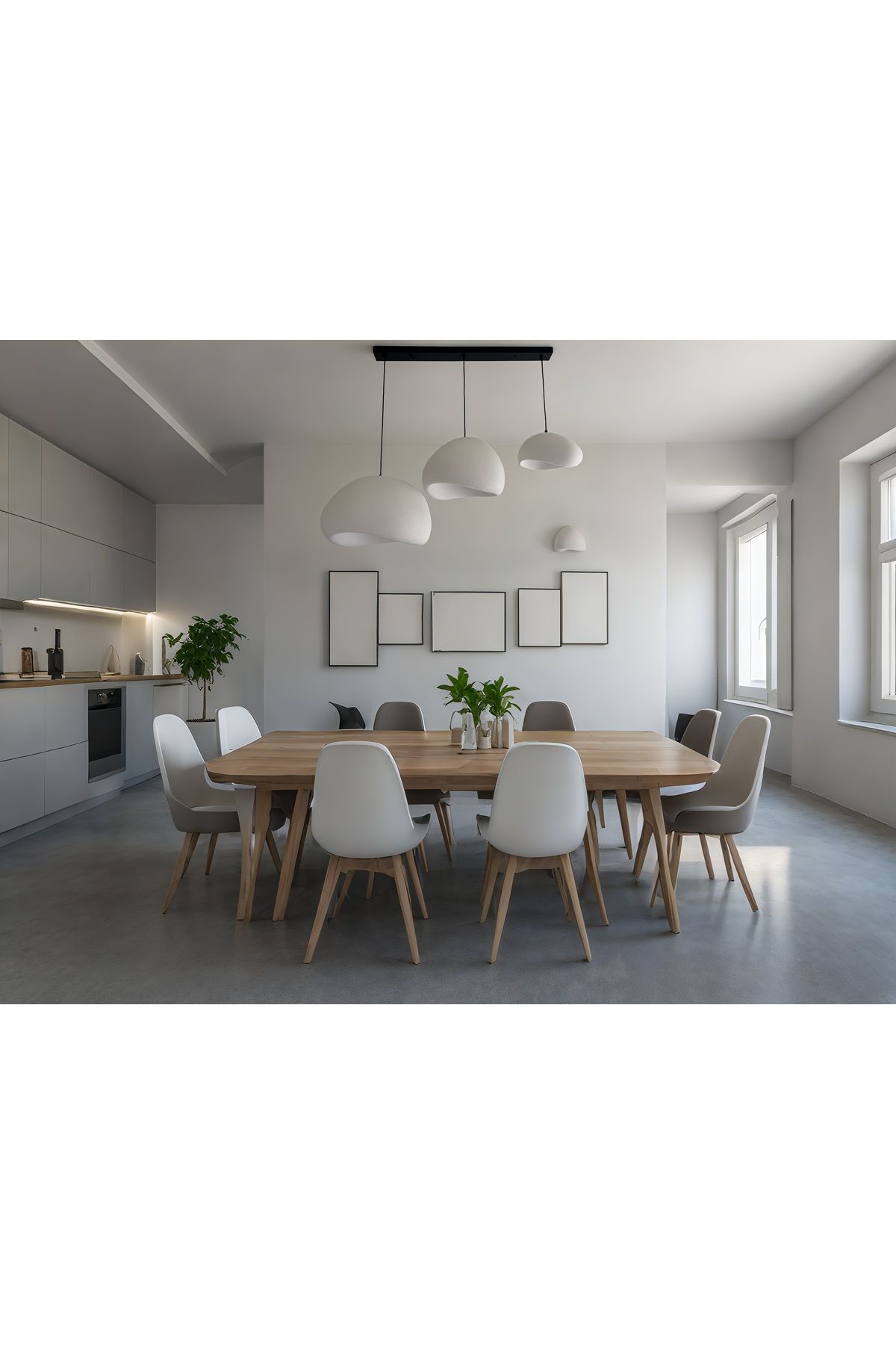 Lunalore Avize Kaya Üçlü Sarkıt Beton Görünümlü Dekoratif Aydınlatma Modern İskandinav Tasarım E27 30-40-50CM