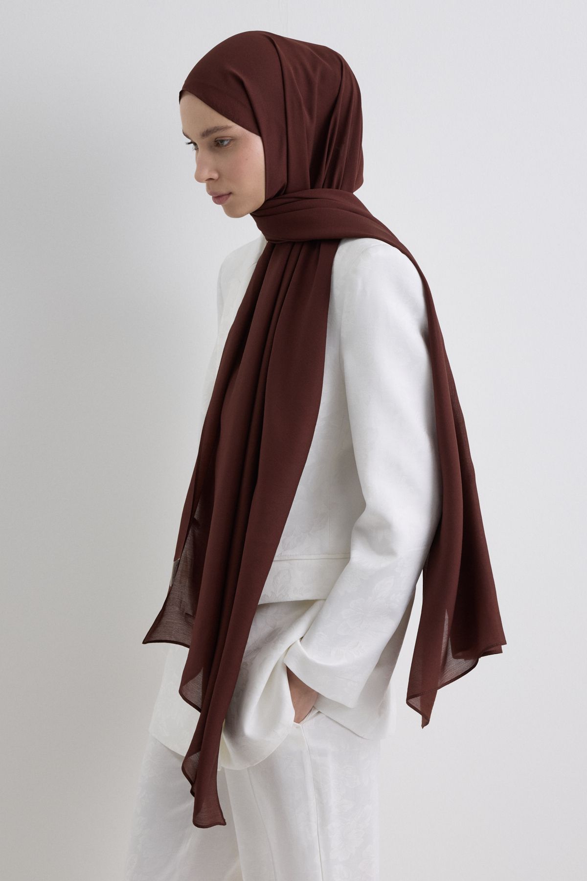 FENZA SCARF Paris İpeği Şal - Çikolata