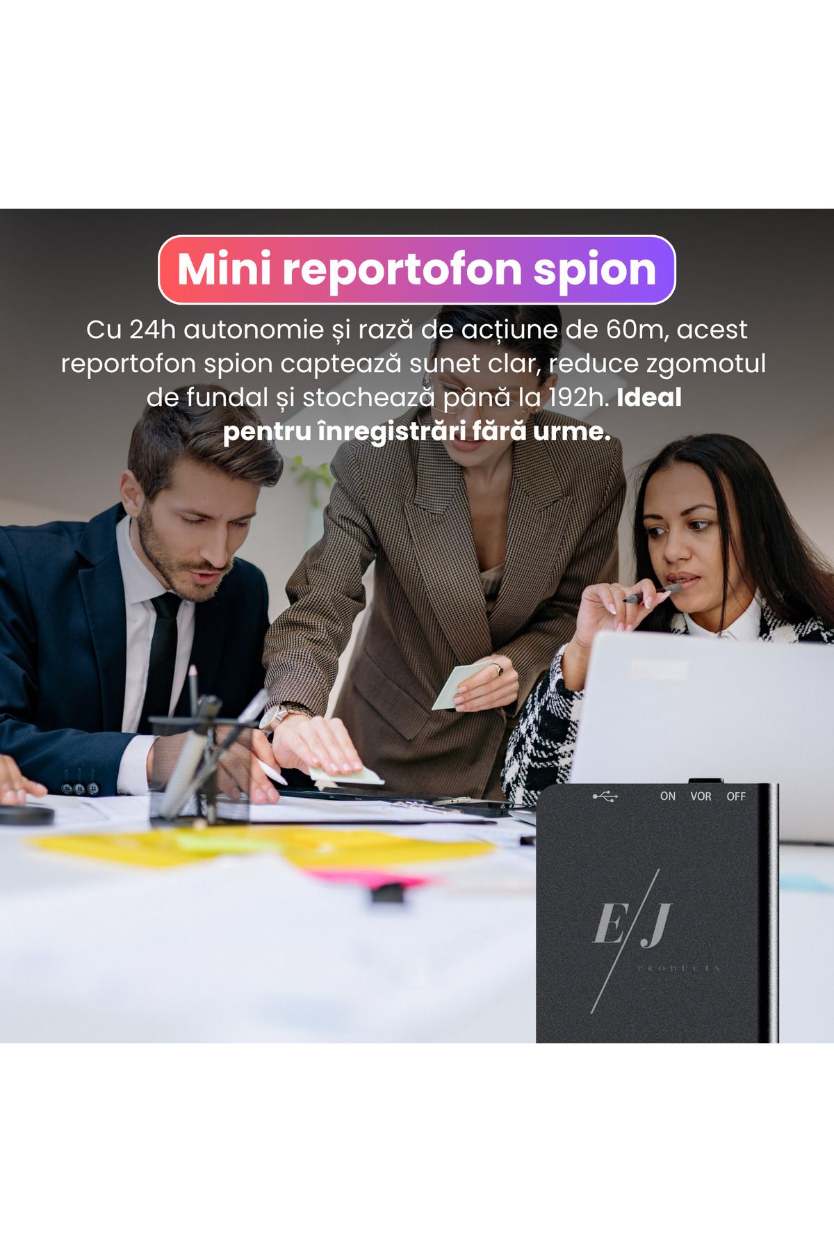 Spionescu-Mini spy recorder 16 GB, 60m range, 384 hours storage, voice activation, MP3 function 6