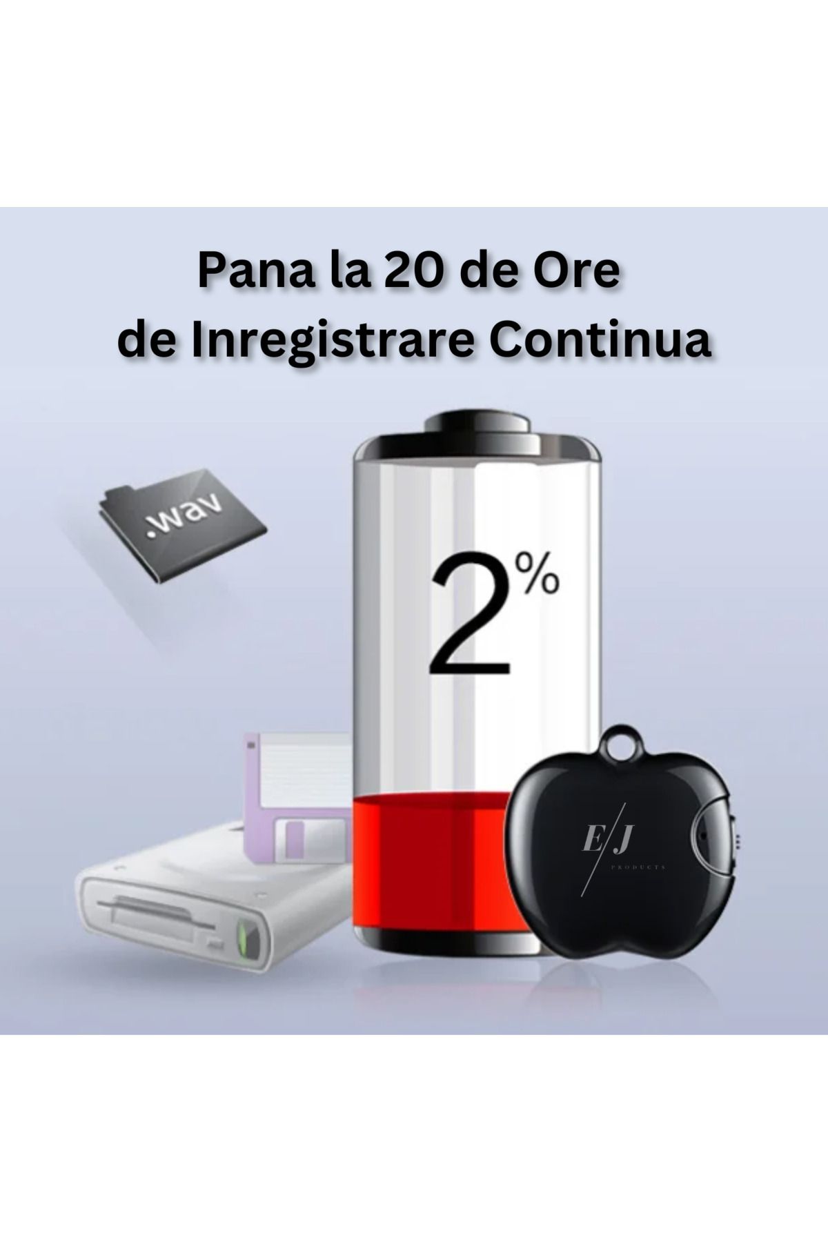 Spionescu-Mini keychain voice recorder, Q36, 16 GB, 20 hours of autonomy, 192 hours of recording storage 6