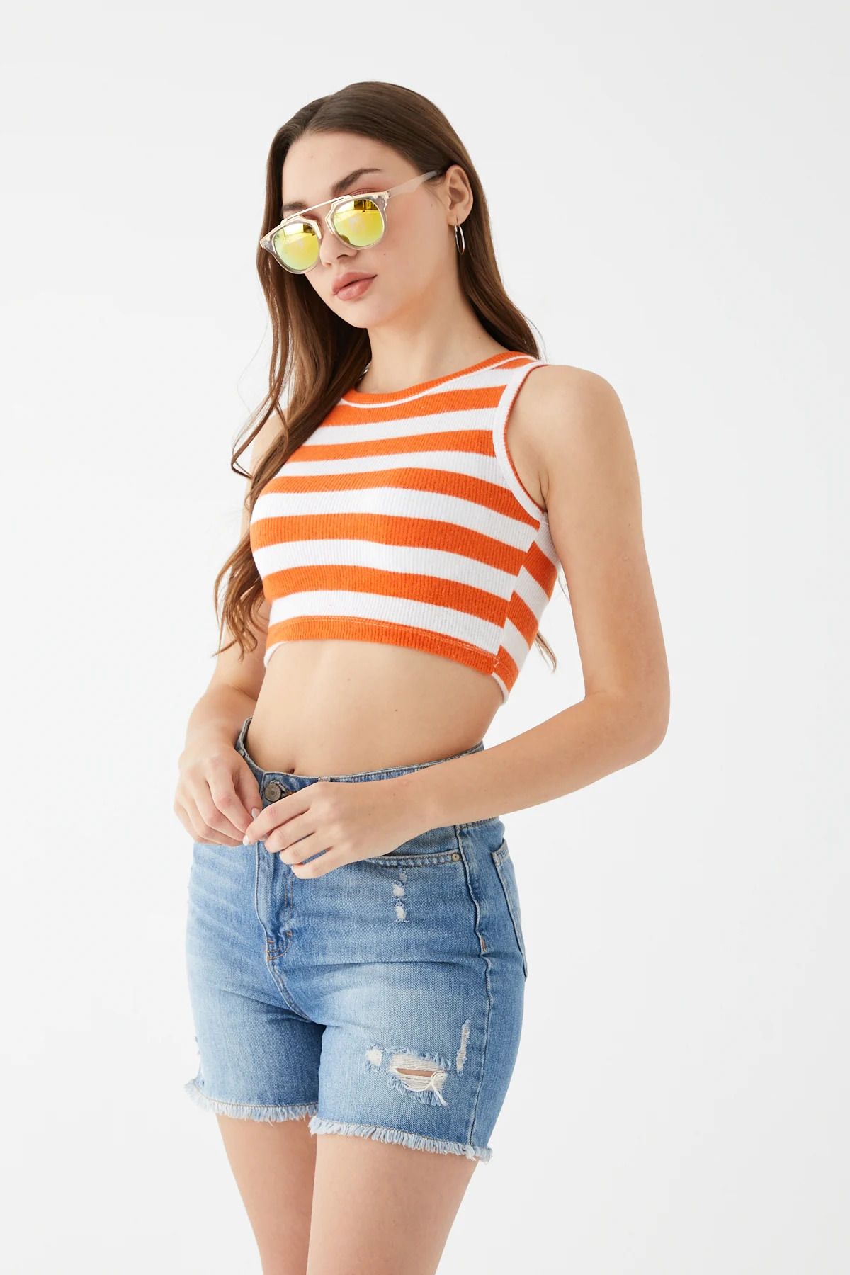 Selenay Butik Çizgili Triko Atlet