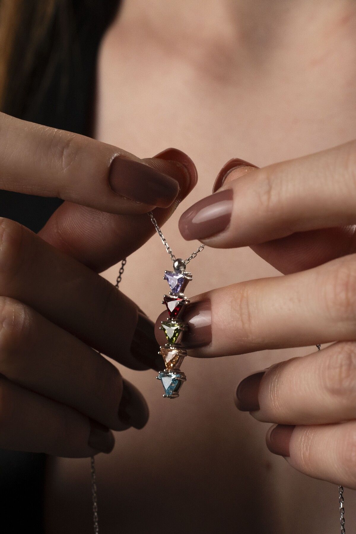 TigerxlJewellery 925 Ayar Gümüş Yığılmış Doğum Taşı Kolye