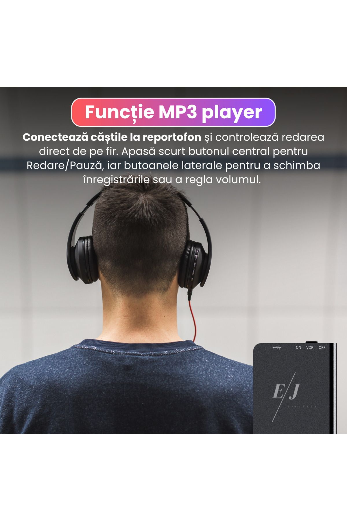 Spionescu-Mini spy recorder 16 GB, 60m range, 384 hours storage, voice activation, MP3 function 4