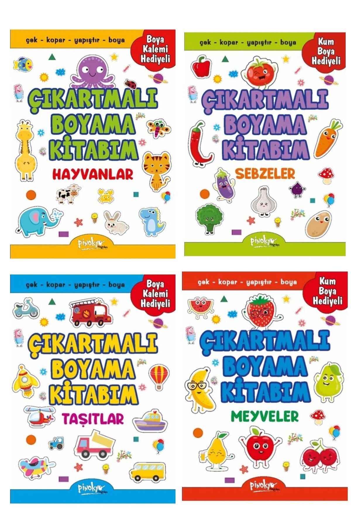 Destek Yayınları ÇIKARTMALI BOYAMA KİTABI KUM BOYAMASI VE KURU BOYA KALEMİ HEDİYELİ