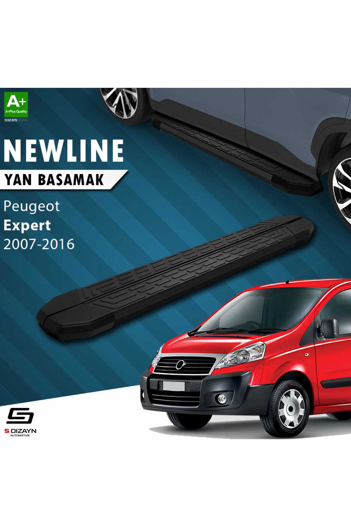 Life Tuning S-Dizayn Peugeot Expert 2 Kısa Şase NewLine Siyah Yan Basamak 213 Cm 2007-2016