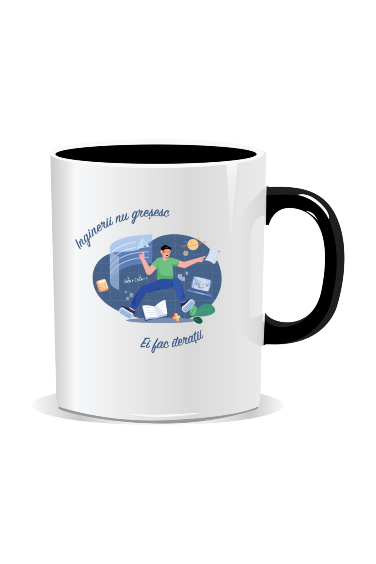 OEM-Personalized mug with messages for engineers, Engineers don't make mistakes, they iterate - Black interior 1