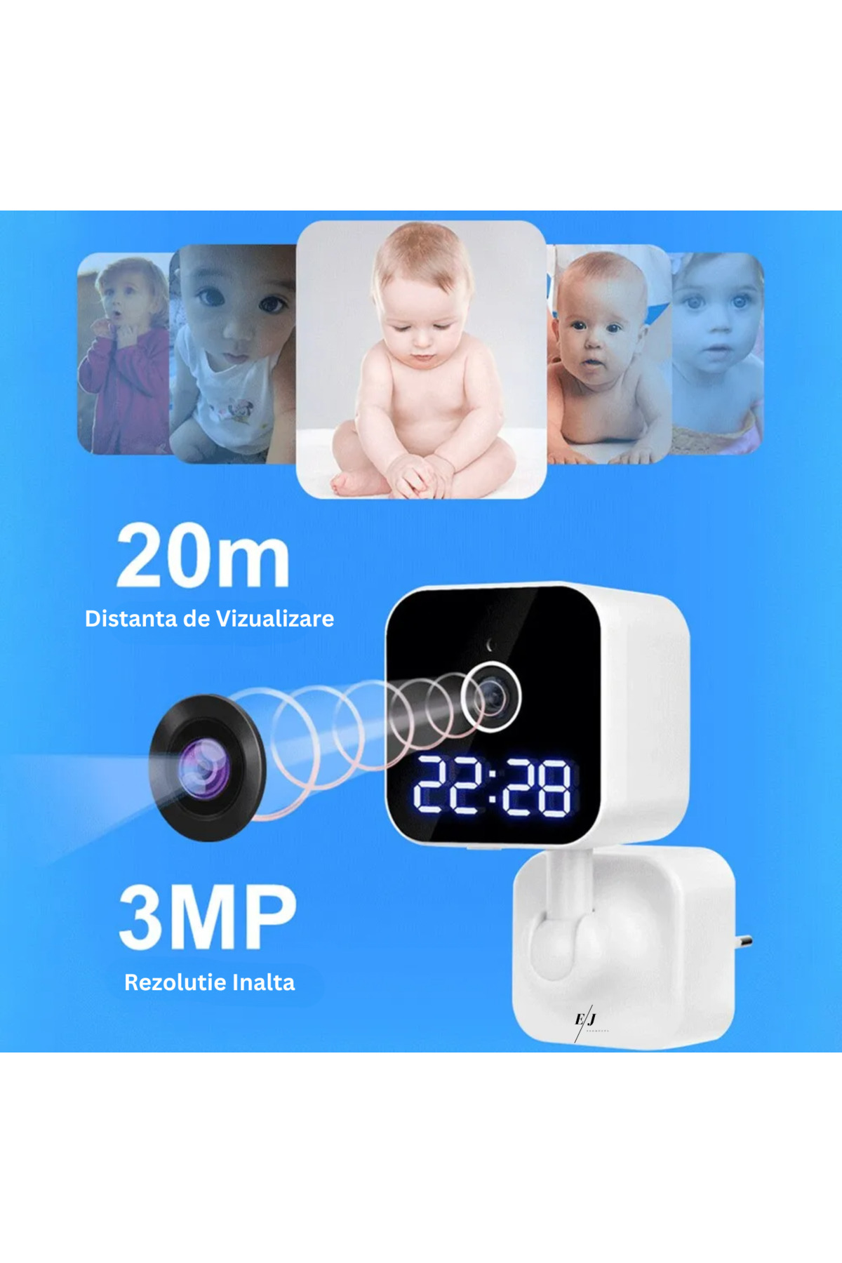 Spionescu-Clock spy camera with LED display, K1, full HD 1080P, 360° rotation, 3 MP, video, two-way audio 6