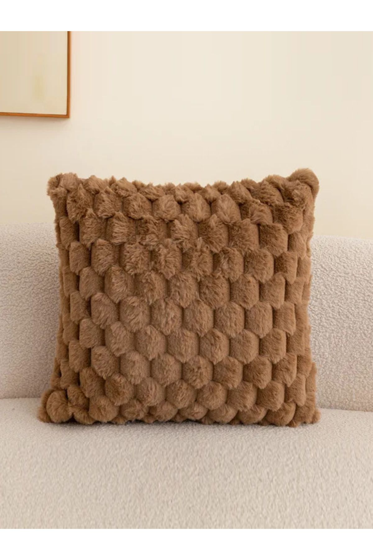 by ballı biocotton Peluş Tavşan Tüyü Kırlent Kılıfı 45x45 Yumuşak Peluş Kırlent