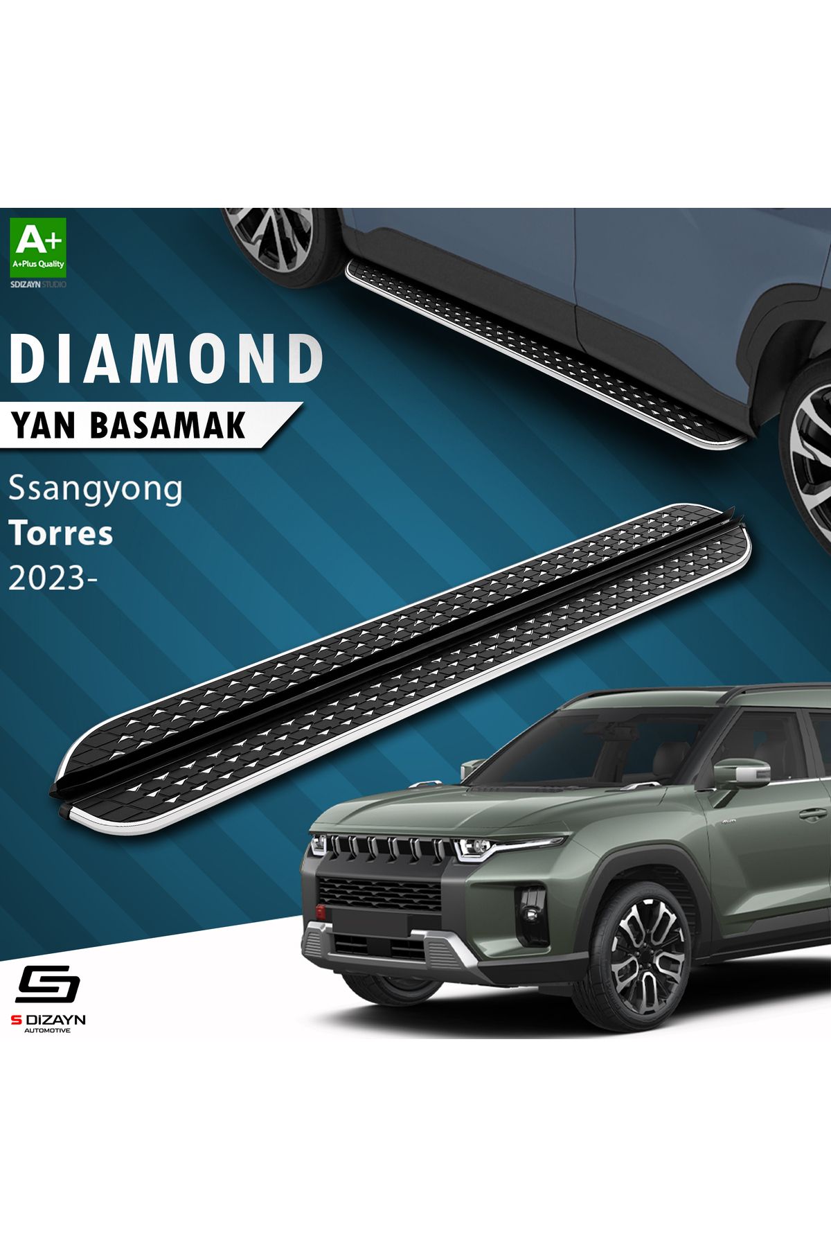 Life Tuning S-Dizayn Ssangyong Torres Diamond Krom Yan Basamak 183 Cm 2023 Üzeri A+ Kalite