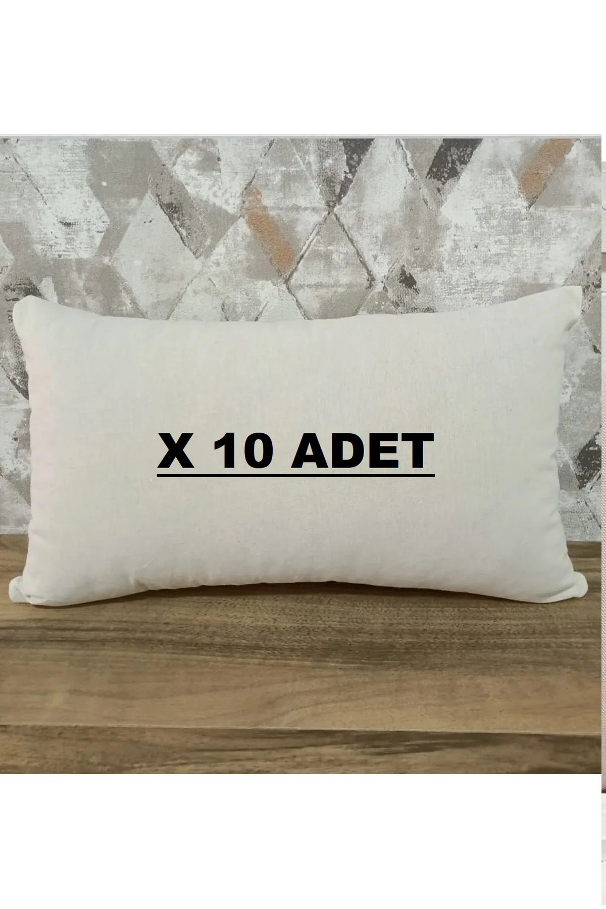 Belomia Home Collection Bej Rengi Keten Kırlent Kılıfı Dikdörtgen Kırlent Kılıfı 10 Adet