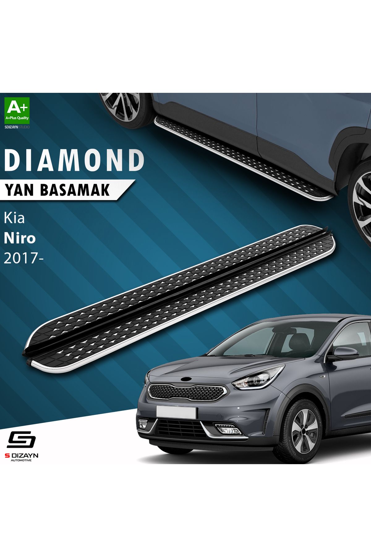 Life Tuning S-Dizayn Kia Niro Diamond Krom Yan Basamak 183 Cm 2017 Üzeri A+ Kalite