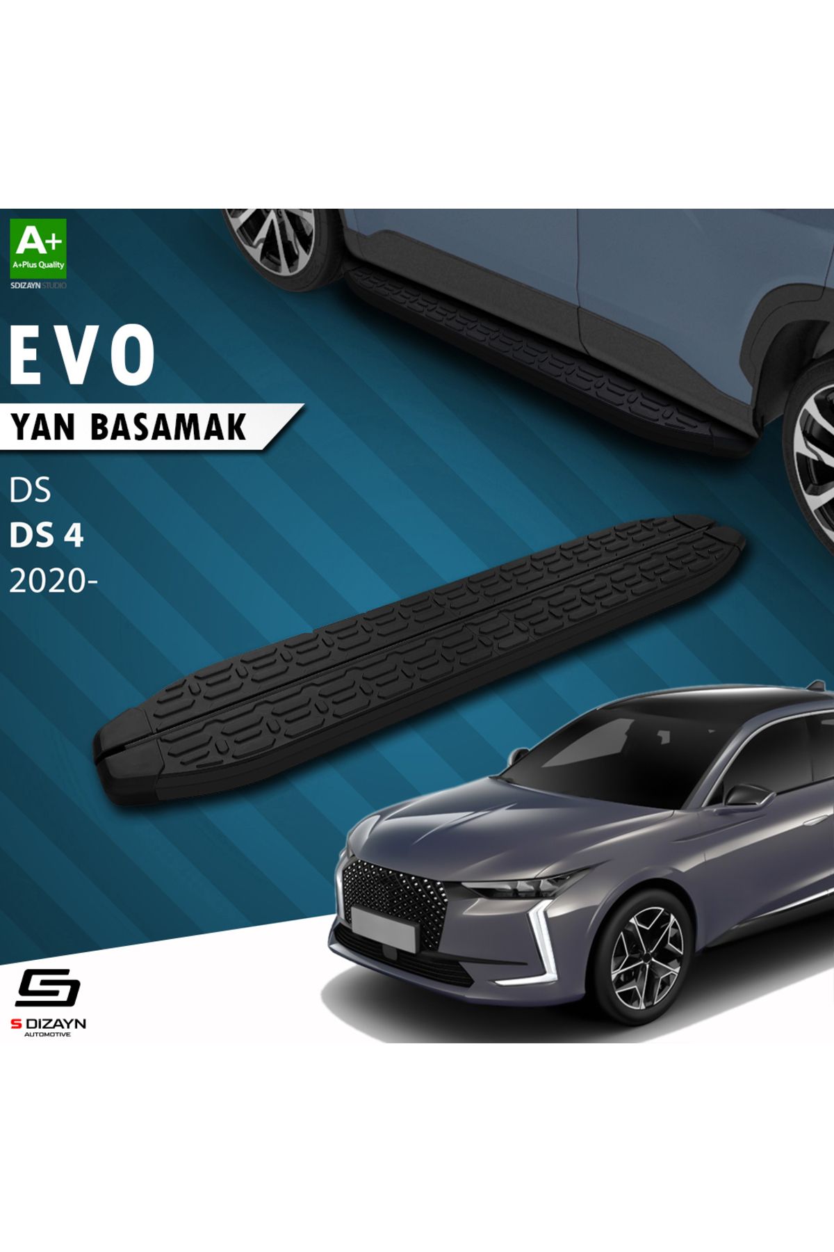 Life Tuning S-Dizayn DS DS 4 Evo Siyah Yan Basamak 183 Cm 2020 Üzeri A+ Kalite