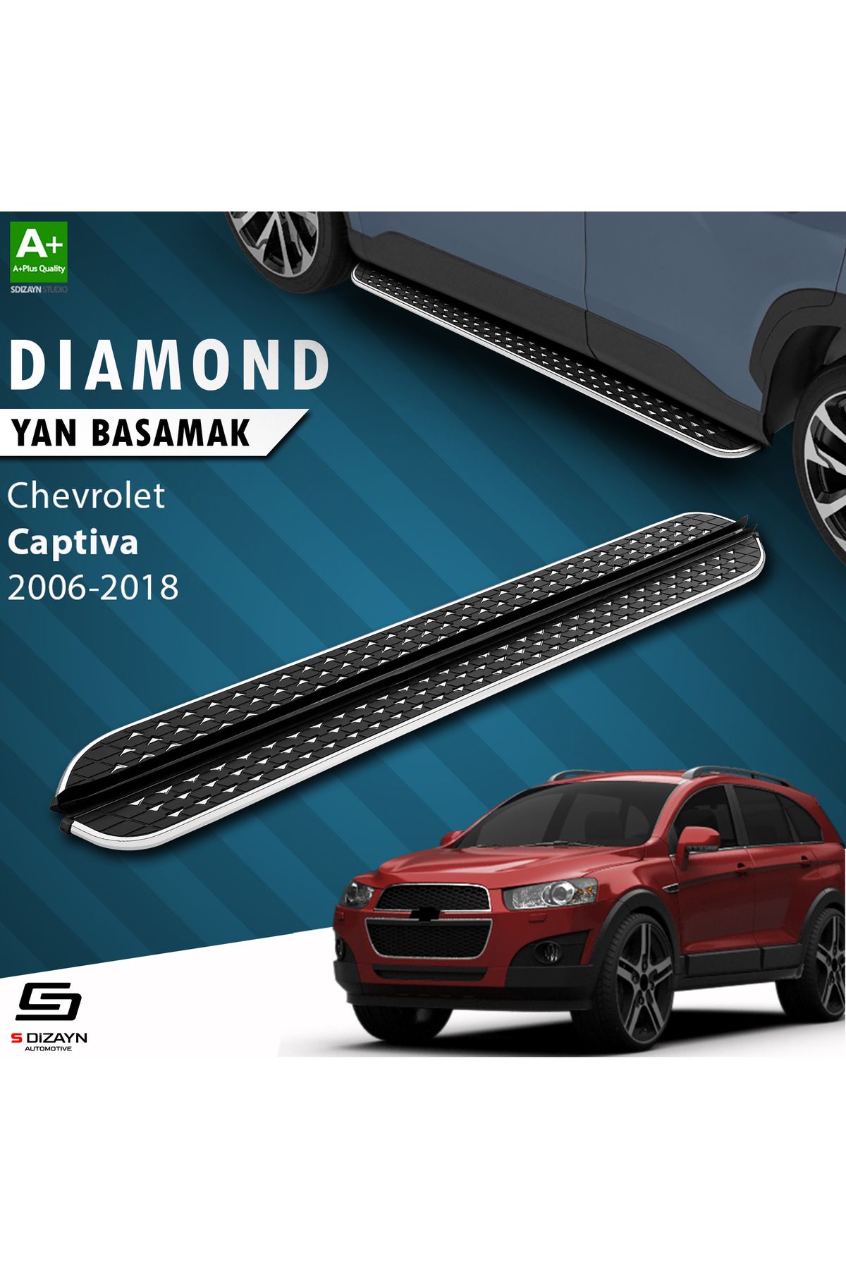 Life Tuning S-Dizayn Chevrolet Captiva Diamond Krom Yan Basamak 183 Cm 2006-2018 A+ Kalite