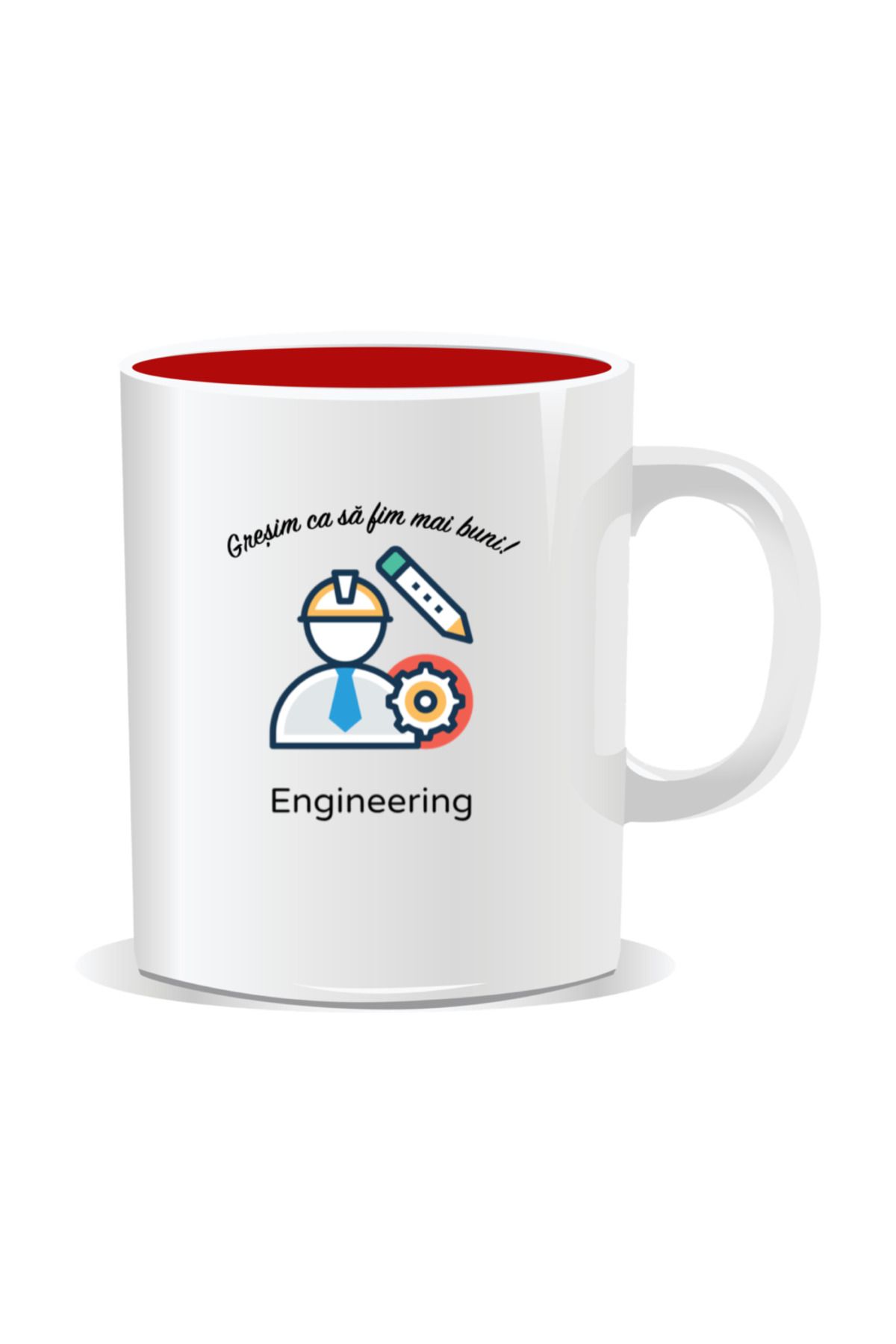 OEM-Personalized mug with messages for engineers, We make mistakes to be better - Red interior 1