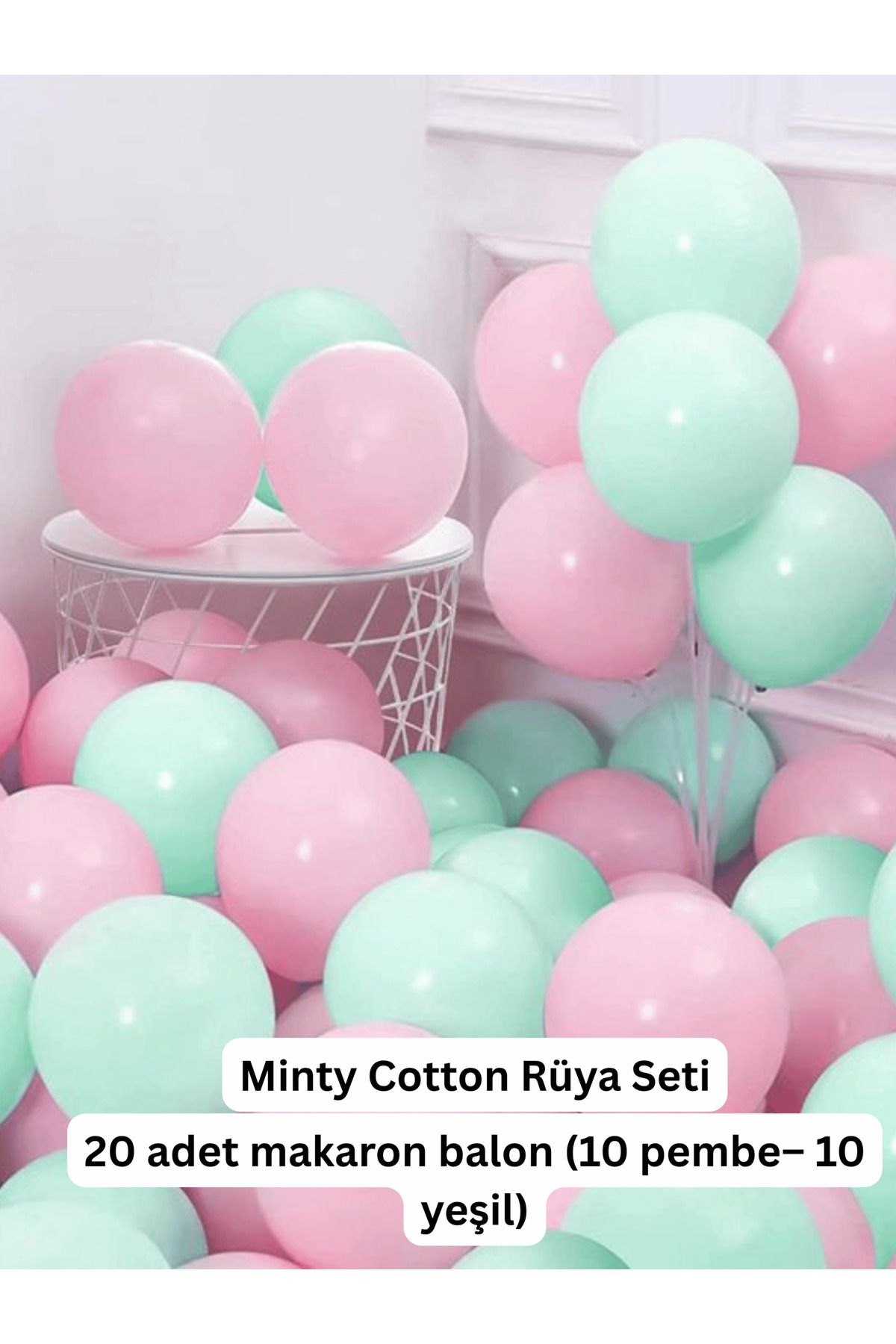 Bunloon Makaron Soft Balon Seti | Pembe & Yeşil 20’li 11'inç