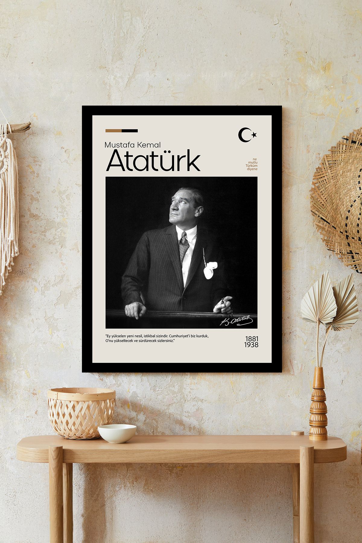 artflow Atatürk Çerçeve Görünümlü Mdf Tablo