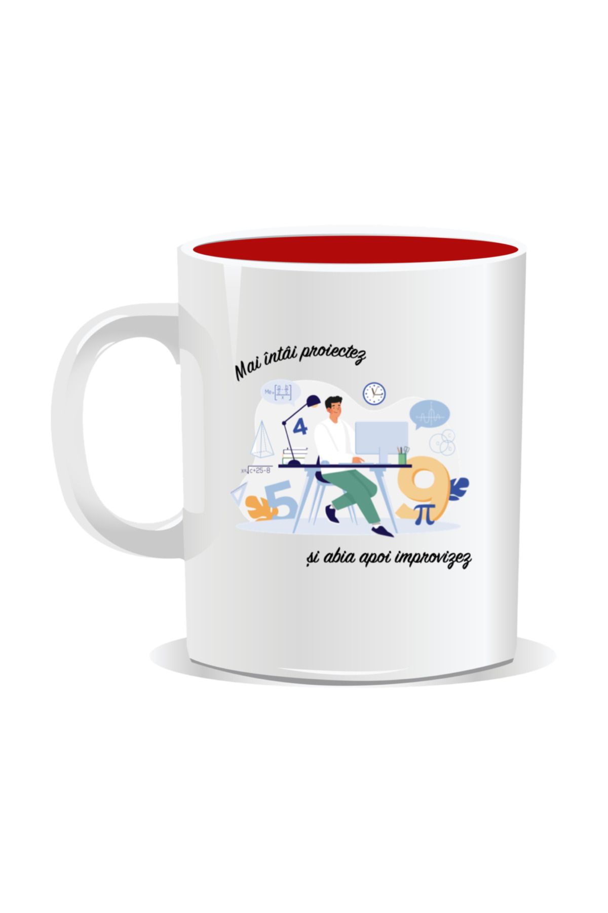 OEM-Personalized mug with messages for engineers, I design first - Red interior 2