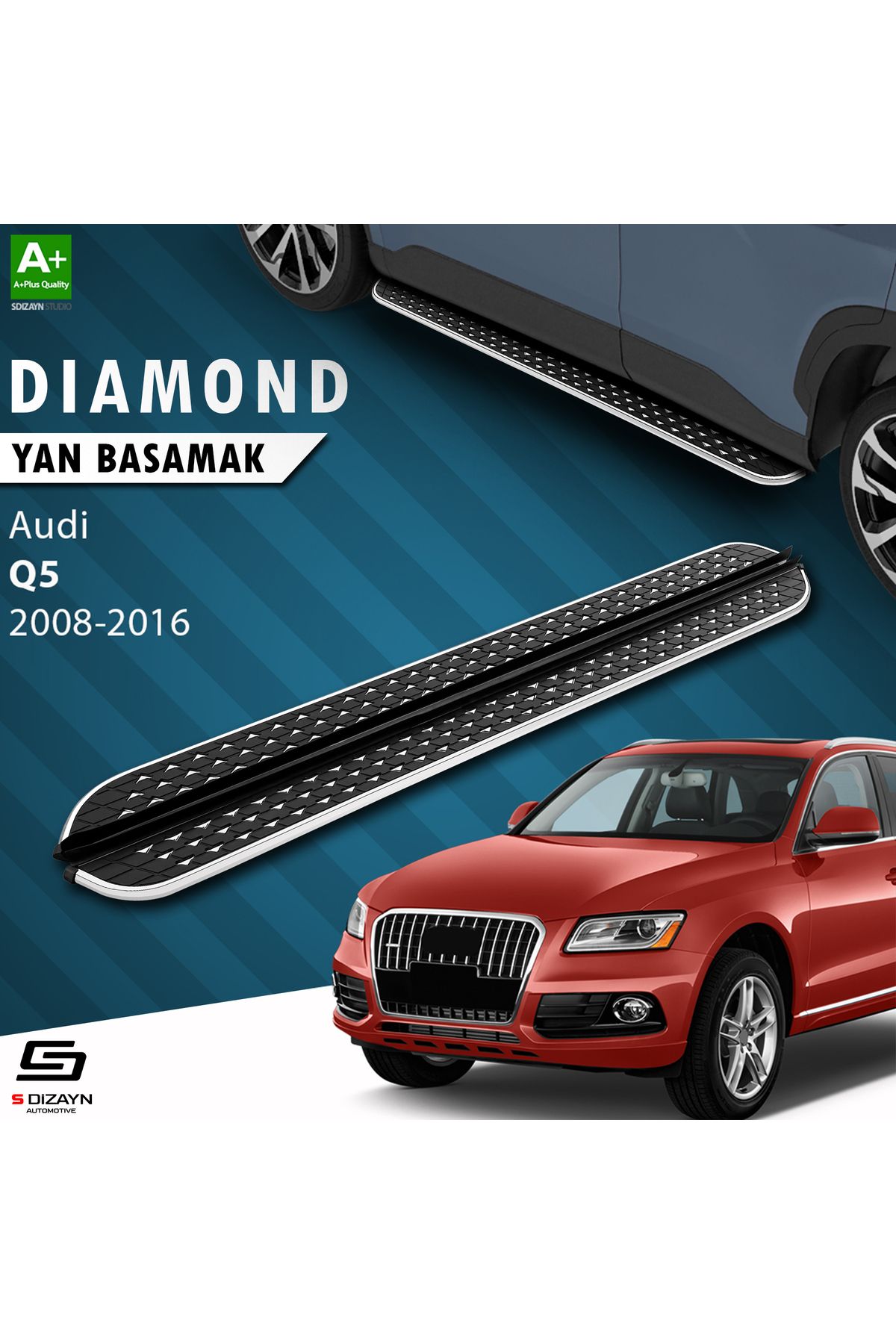 Life Tuning S-Dizayn Audi Q5 Diamond Krom Yan Basamak 183 Cm 2008-2016 A+ Kalite