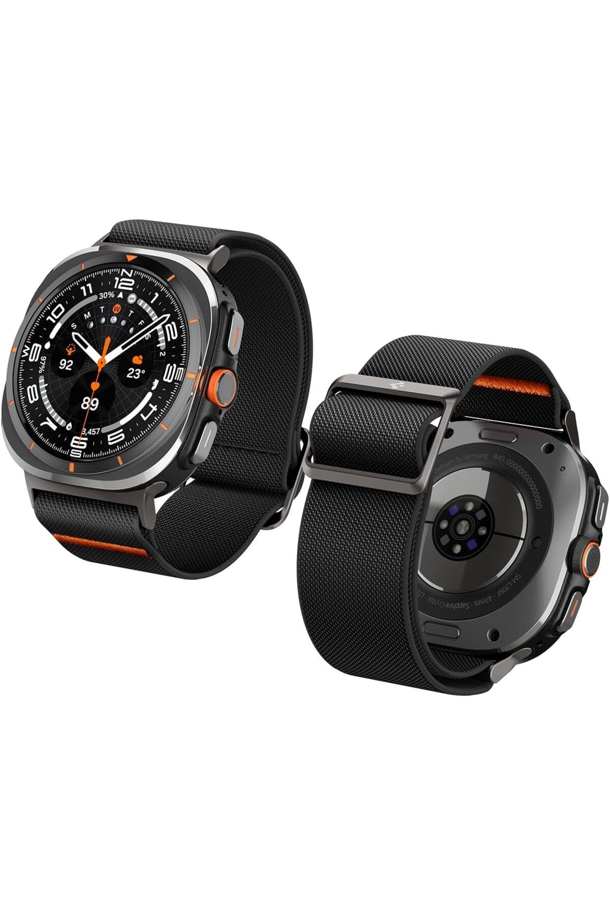 yenibagshop Lite Fit Samsung Galaxy Watch Ultra Band 47 mm Naylon Solo (2024) için Tasarlanmıştır - Siyah