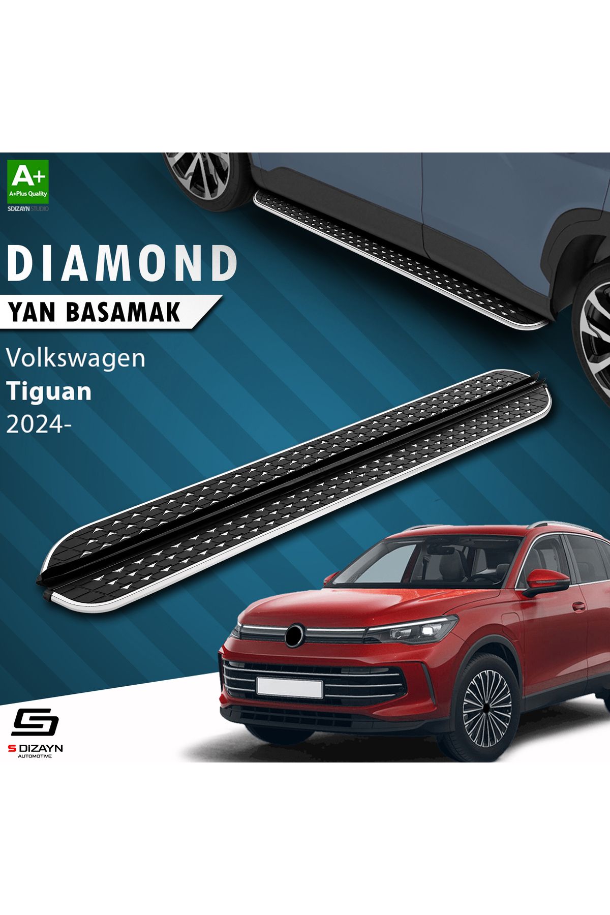 Life Tuning S-Dizayn VW Tiguan 3 Diamond Krom Yan Basamak 183 Cm 2024 Üzeri A+ Kalite