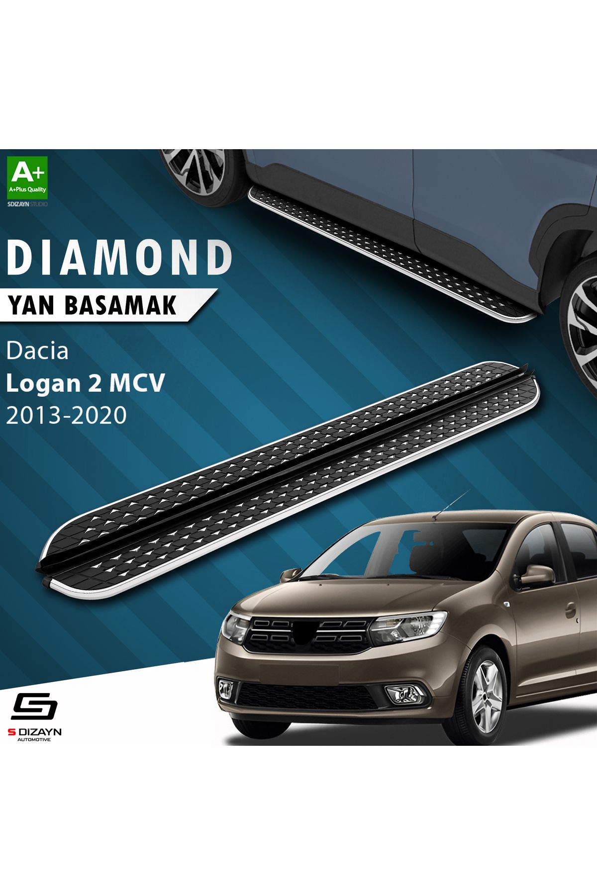 Life Tuning S-Dizayn Dacia Logan 2 MCV Diamond Krom Yan Basamak 183 Cm 2013-2020 A+ Kalite
