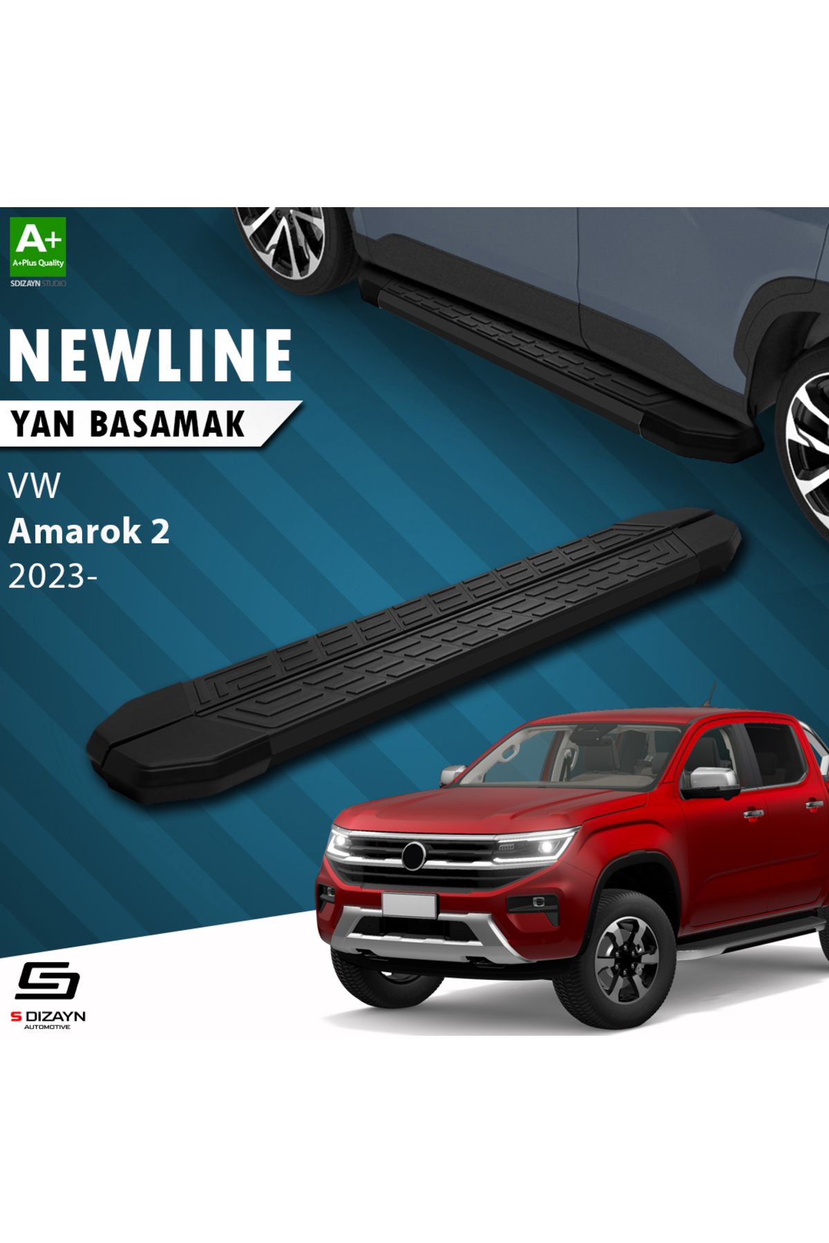 Life Tuning S-Dizayn VW Amarok 2 NewLine Siyah Yan Basamak 203 Cm 2023 Üzeri A+ Kalite