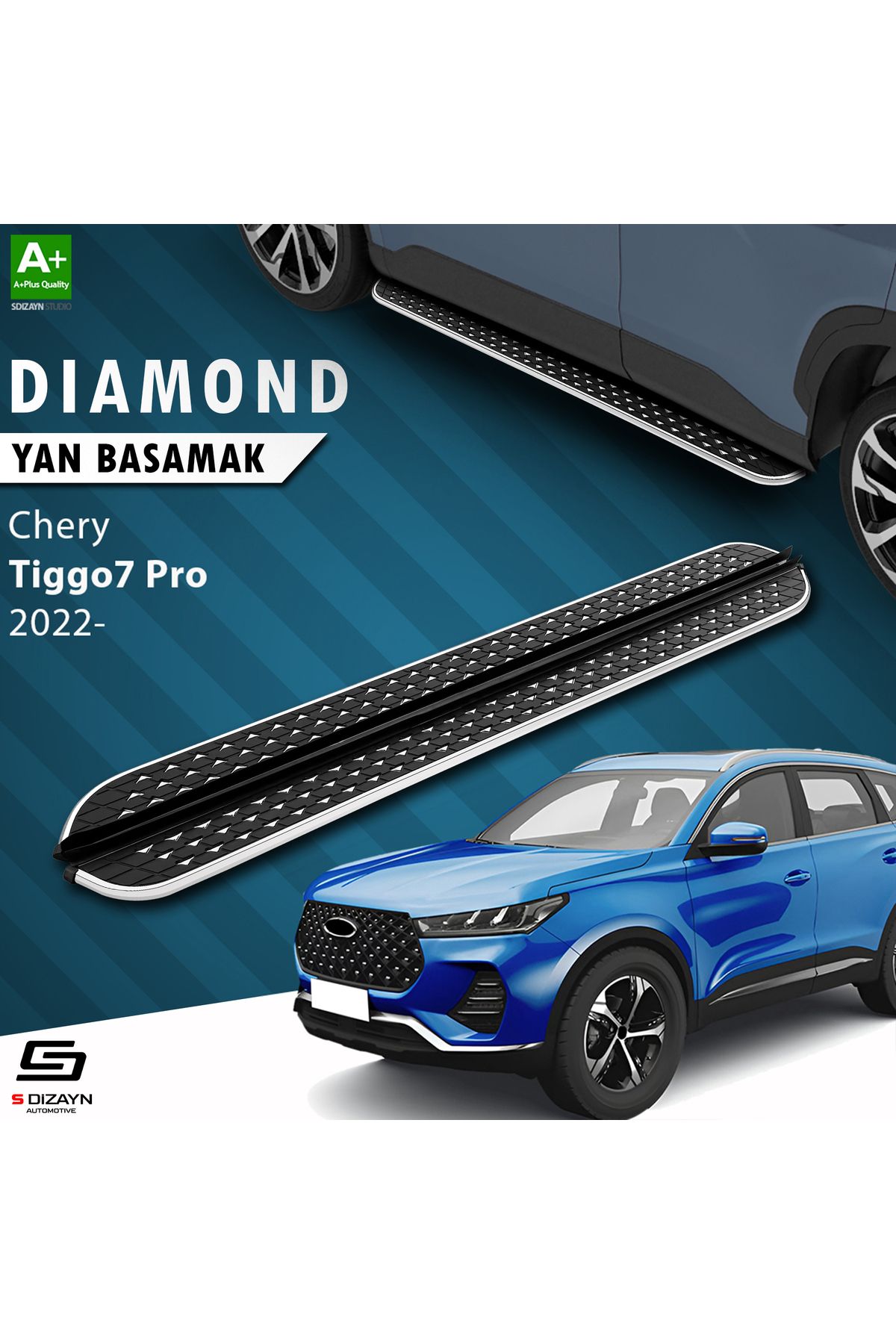 Life Tuning S-Dizayn Chery Tiggo7 Pro Diamond Krom Yan Basamak 183 Cm 2022 Üzeri A+ Kalite