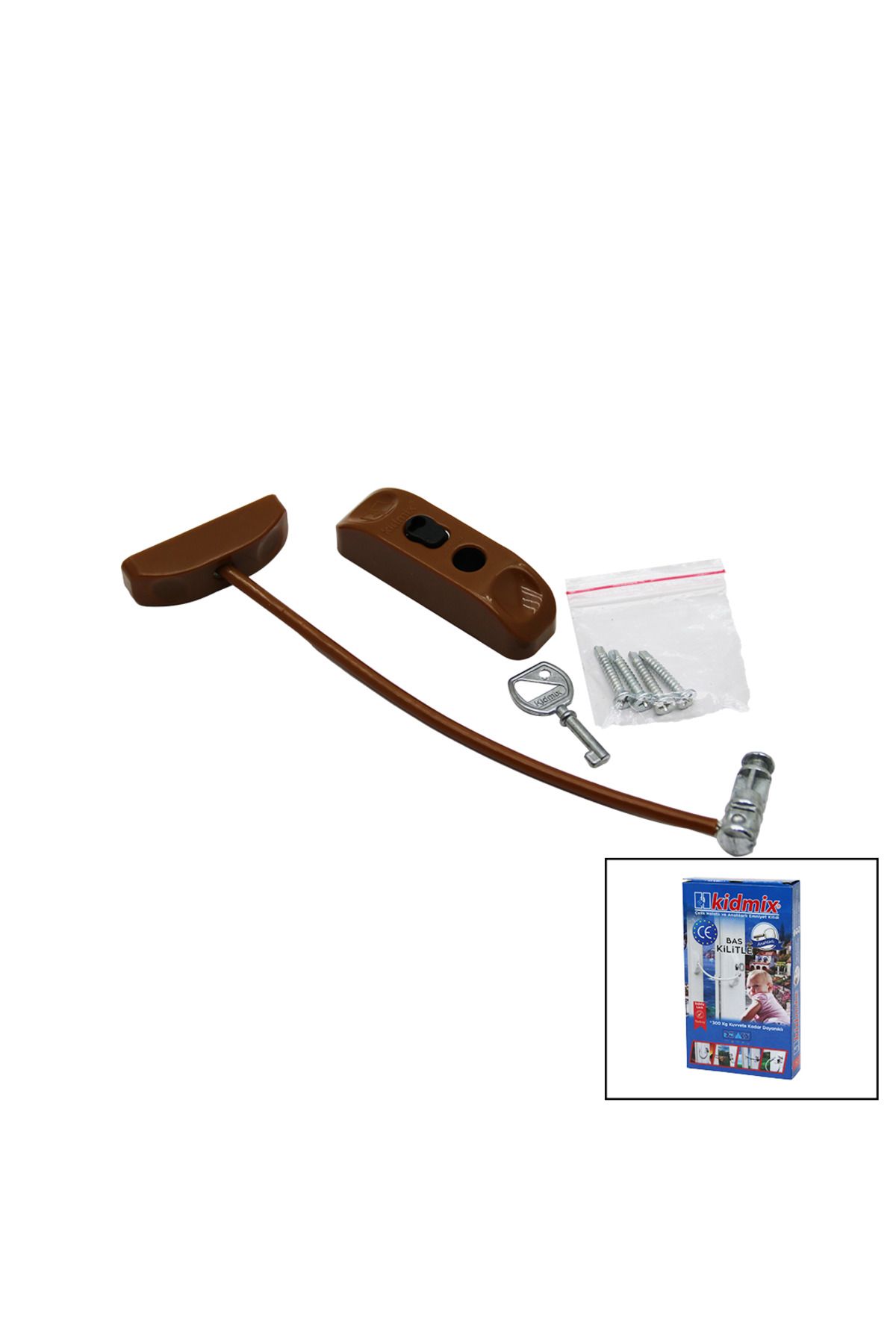 yenibagshop KAHVERENGİ HALATLI ANAHTARLI EMNYET KİLİT