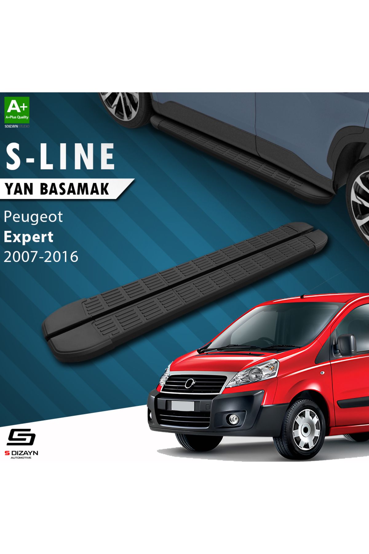 Life Tuning S-Dizayn Peugeot Expert 2 Kısa Şase S-Line Siyah Yan Basamak 213 Cm 2007-2016