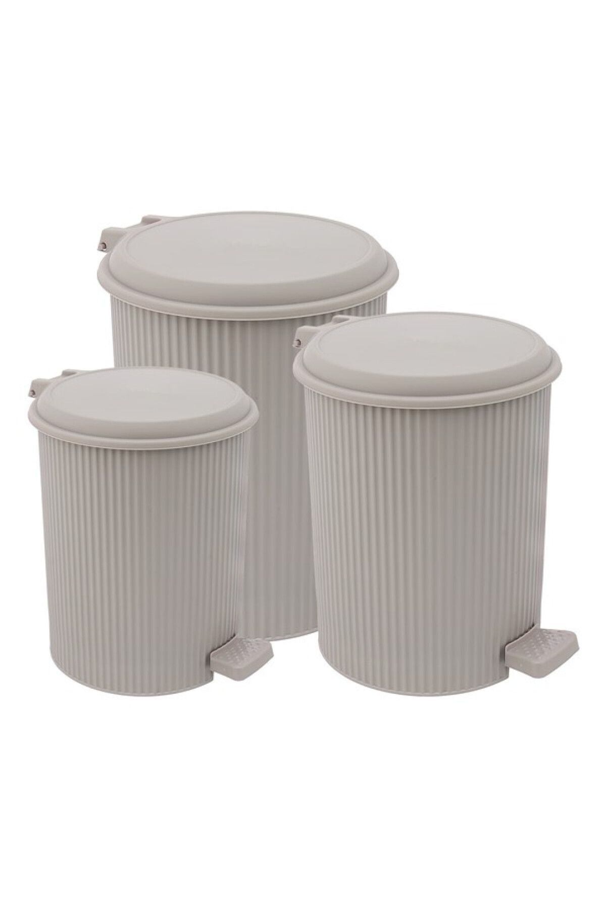 LeesHome 3 lü Krem Taş Nostalji Pedallı Çöp Kovası: 20 Litre 11 litre 6 litre
