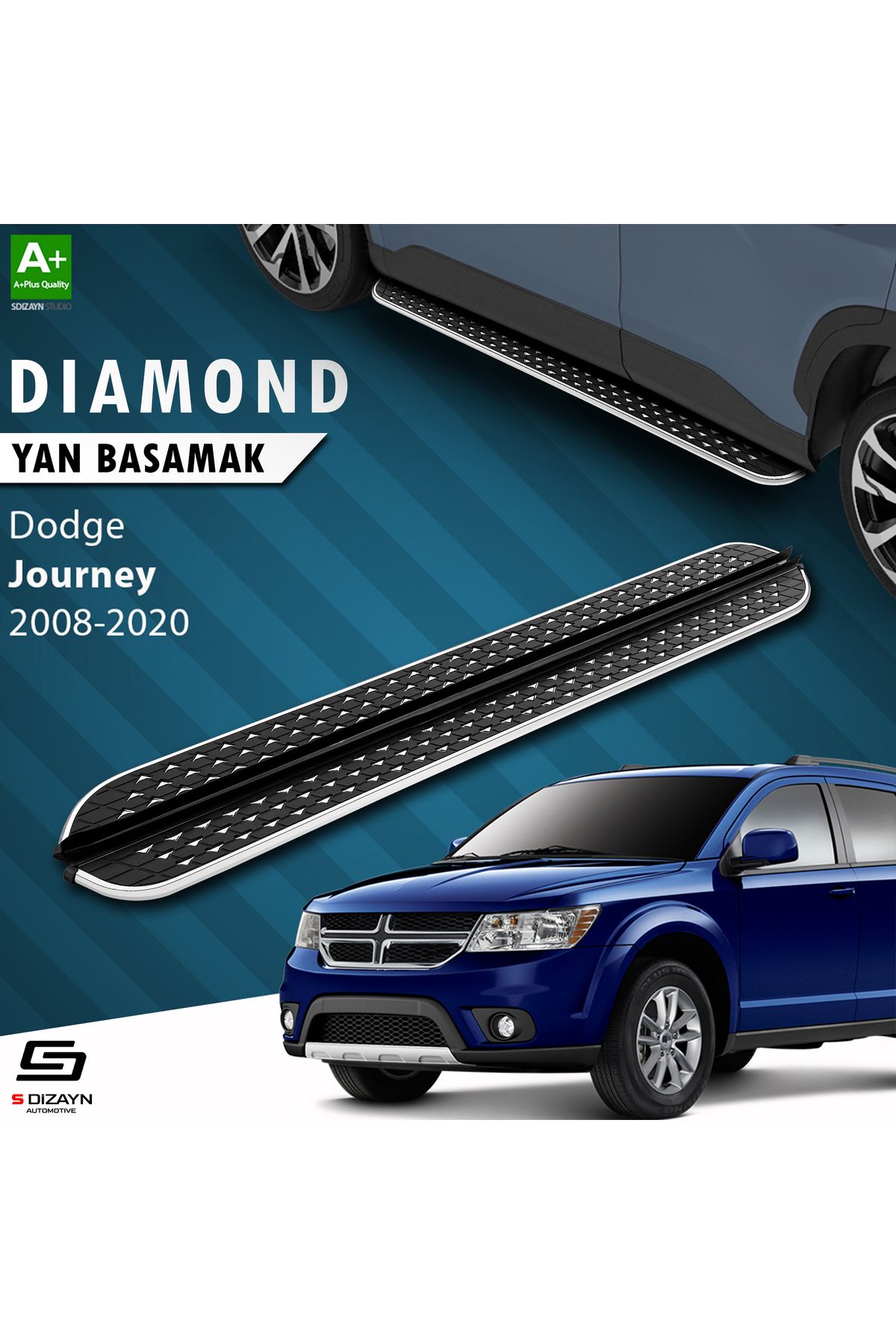 Life Tuning S-Dizayn Dodge Journey Diamond Krom Yan Basamak 183 Cm 2008-2020 A+ Kalite