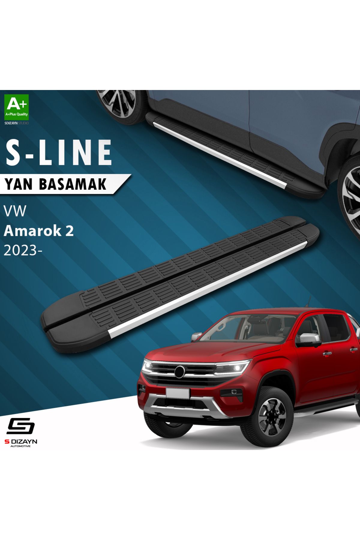 Life Tuning S-Dizayn VW Amarok 2 S-Line Aluminyum Yan Basamak 203 Cm 2023 Üzeri A+ Kalite