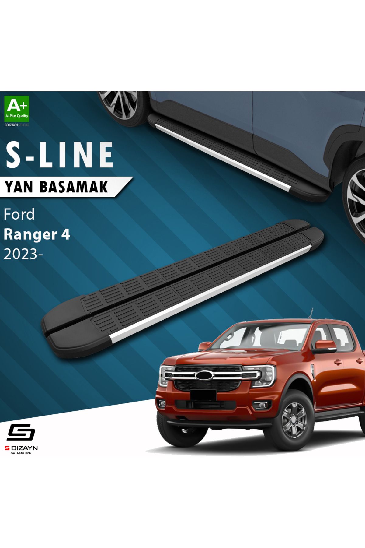 Life Tuning S-Dizayn Ford Ranger 4 S-Line Aluminyum Yan Basamak 203 Cm 2023 Üzeri A+ Kalite